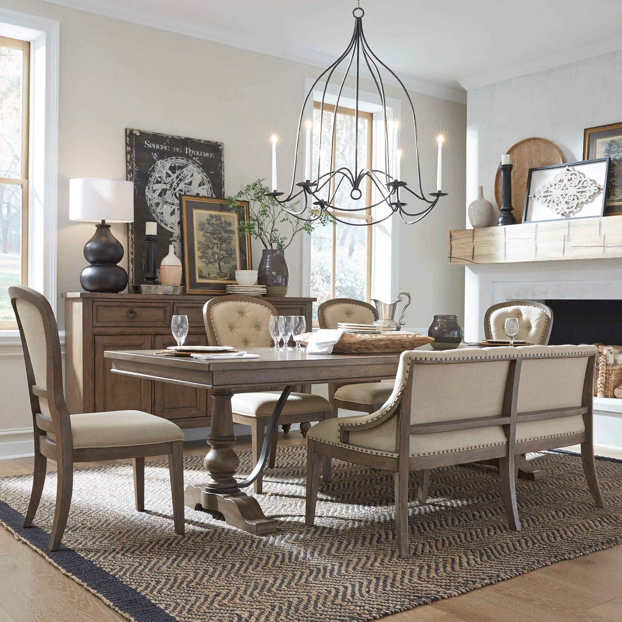 Americana Farmhouse - Dining Room Trestle Table Set - Image 2