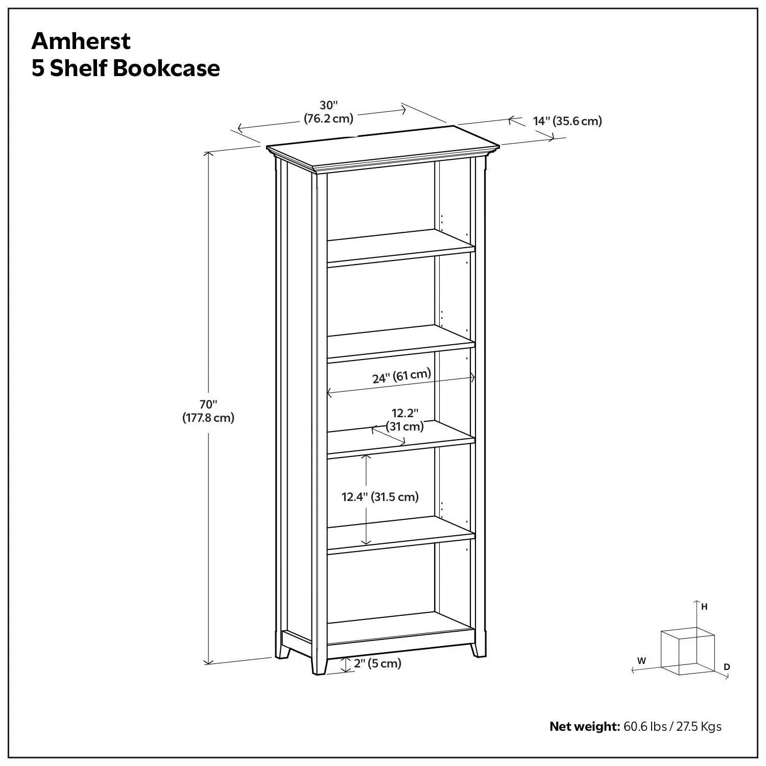 Amherst - 5 Shelf Bookcase, Handcrafted - Image 13