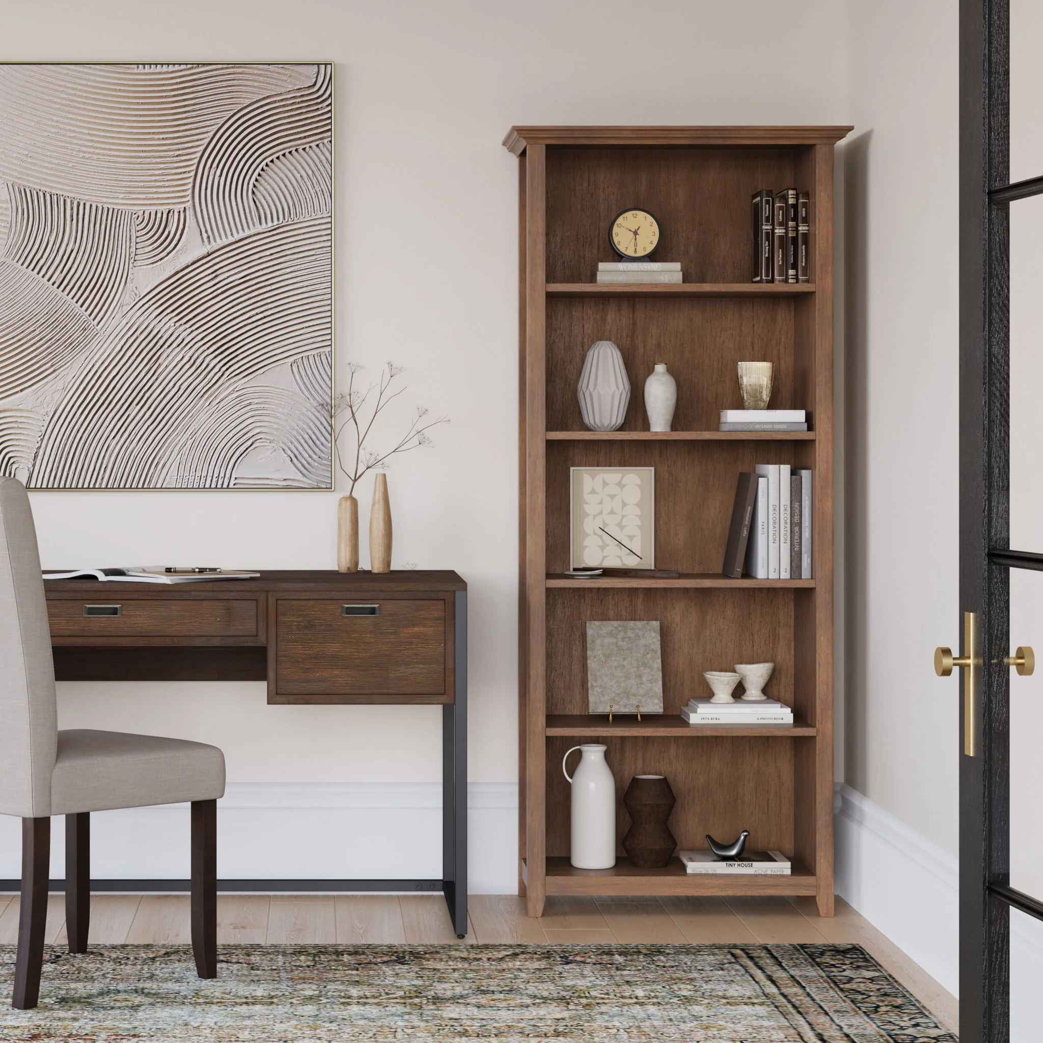 Amherst - 5 Shelf Bookcase - Rustic Natural Aged Brown - Image 3