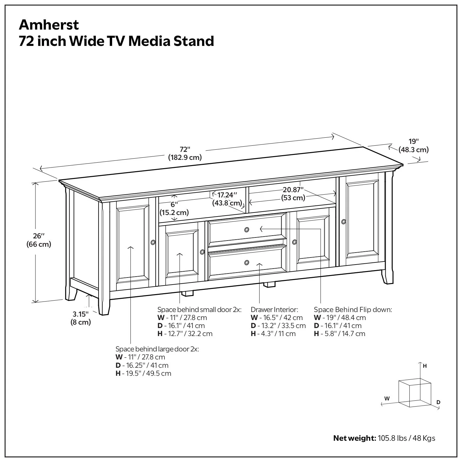 Amherst - TV Stand For TVs Up To 80" - Brown - Image 3