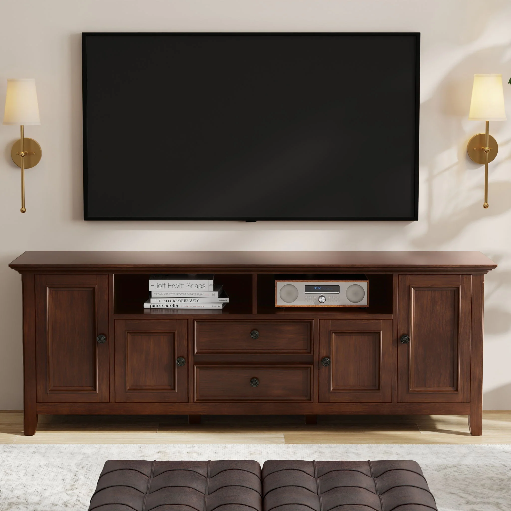 Amherst - TV Stand For TVs Up To 80" - Brown - Image 4
