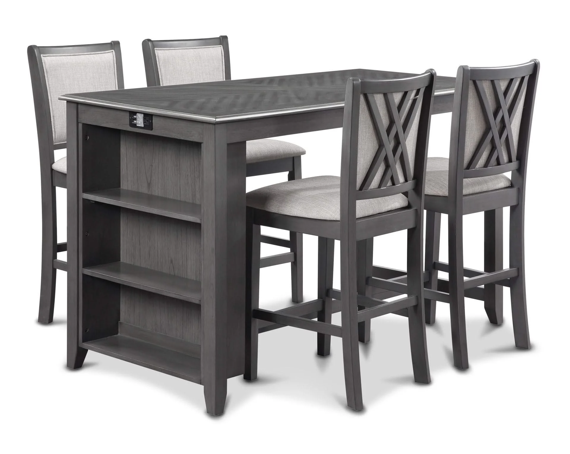 Amy - 60" Counter Table & Chairs With Storage - Image 2