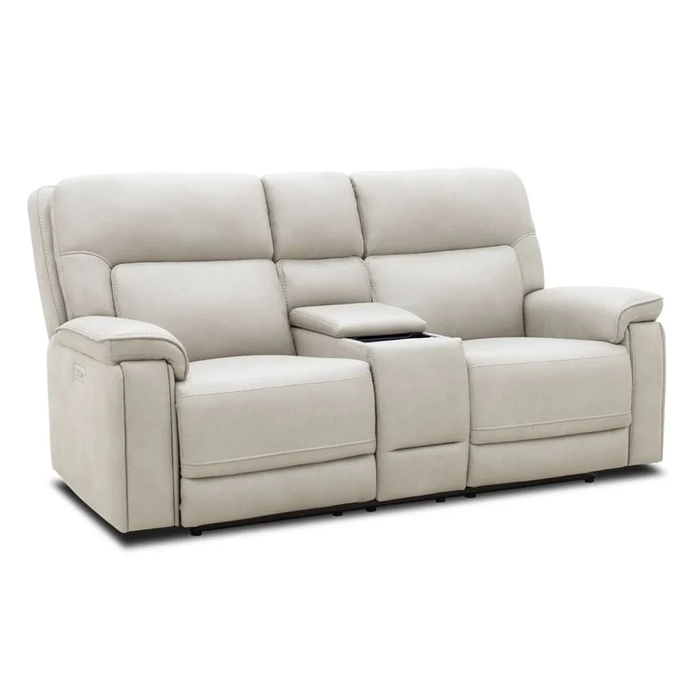 Moto Motion Apollo Dove Light Gray Power Reclining Loveseat with Console and Immersive Sound - Image 2