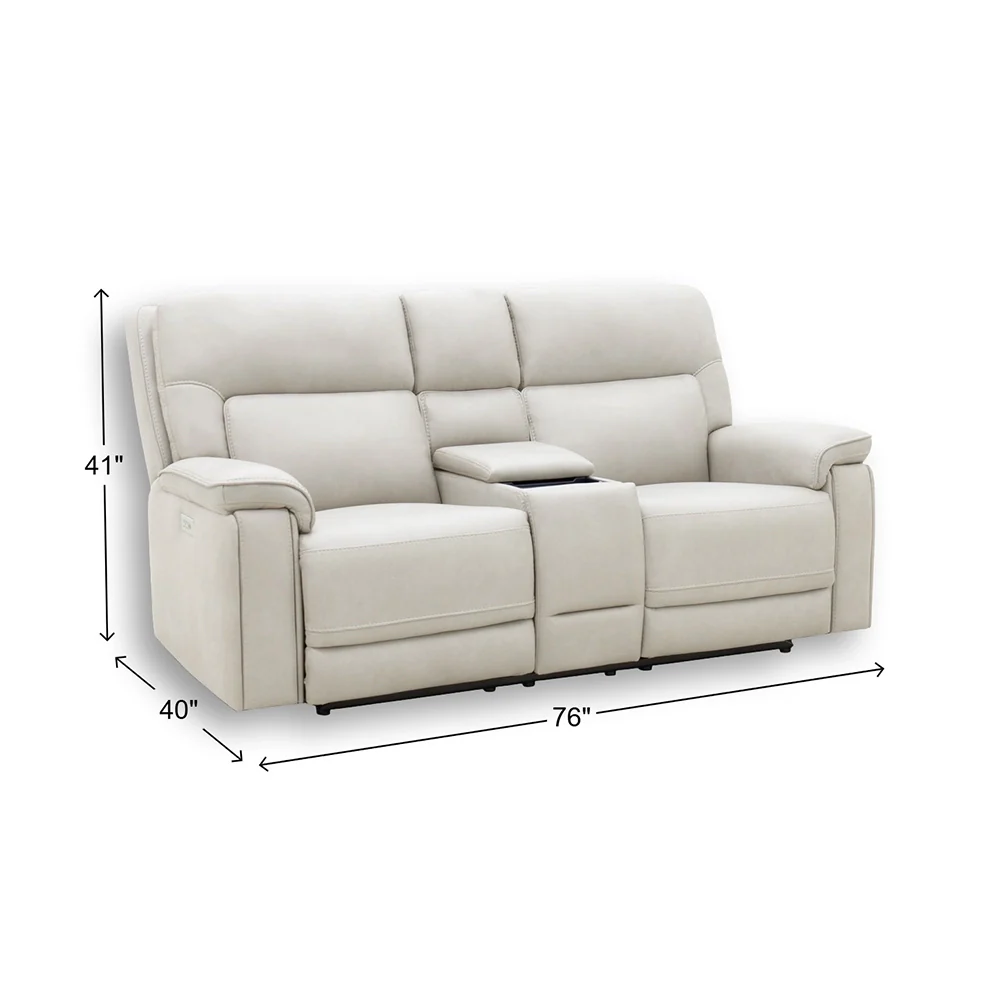 Moto Motion Apollo Dove Light Gray Power Reclining Loveseat with Console and Immersive Sound - Image 3