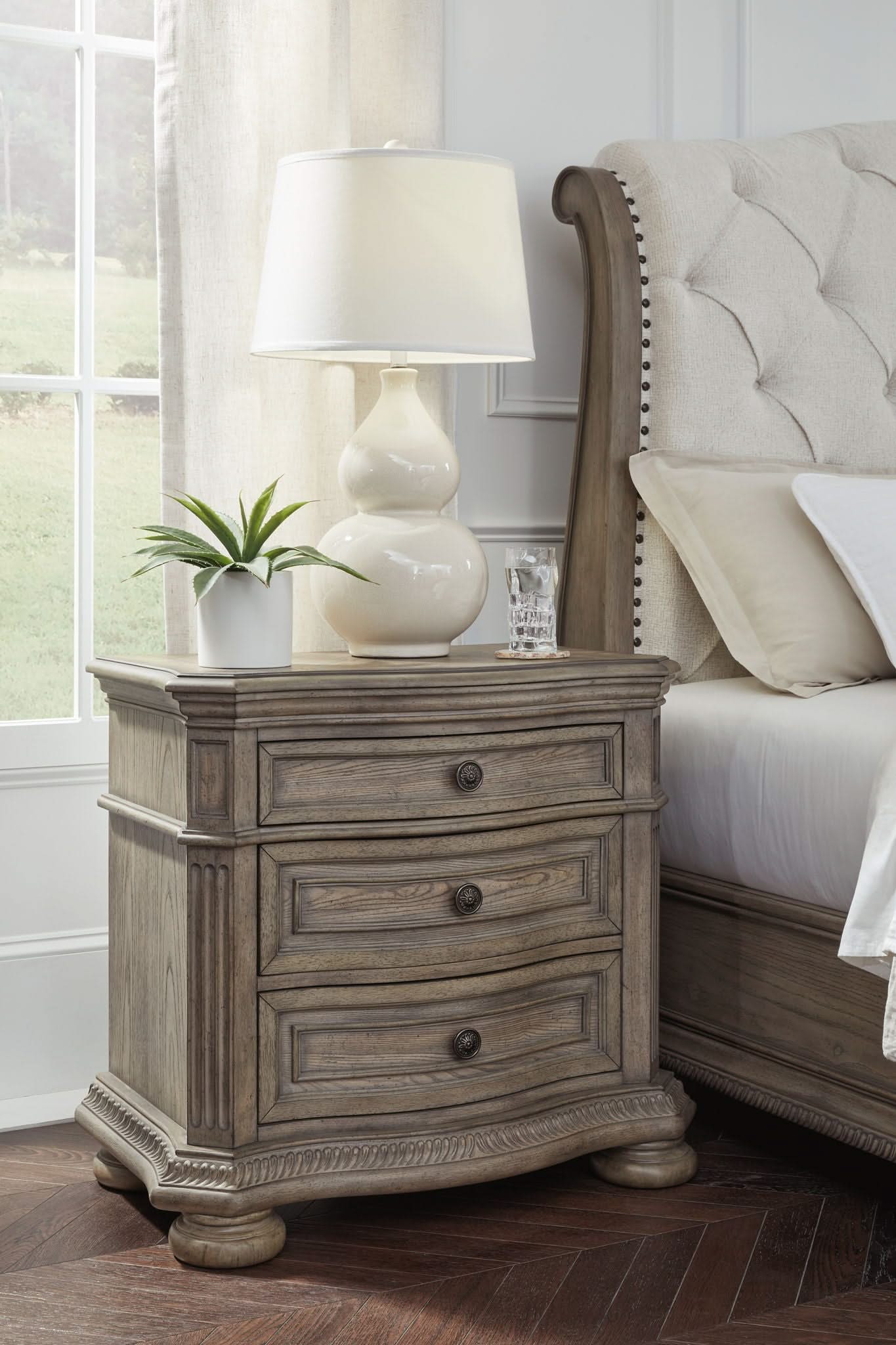 Ardenfield - Three Drawer Night Stand - Light Brown - Image 4