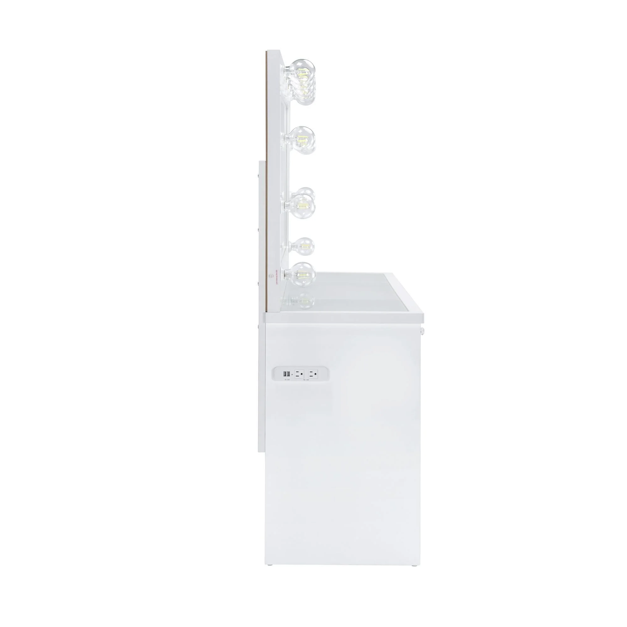 Ariana - Complete Vanity With Lightbulbs - Glossy White - Image 2