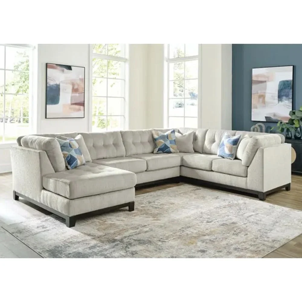 Ariana Ivory 3PC Sectional with Chaise and Tufted Cushions - Image 2