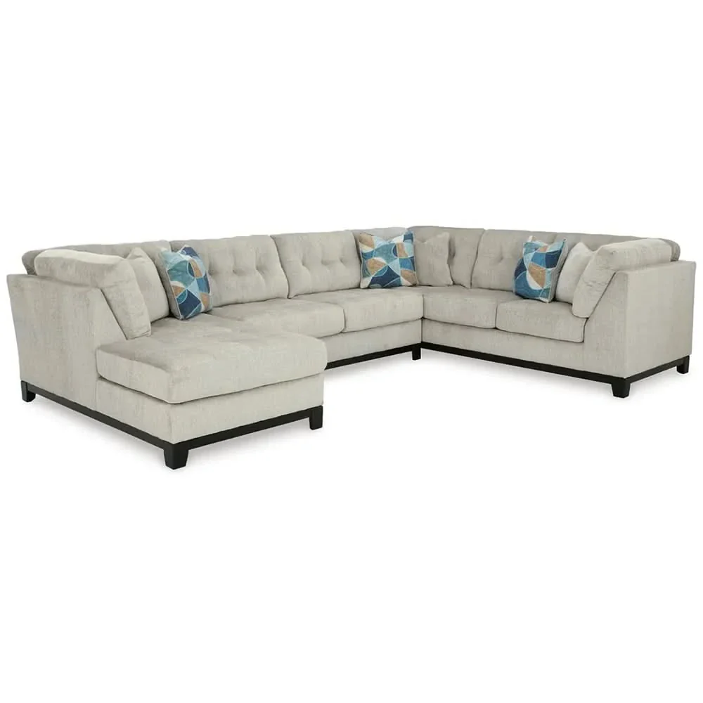 Ariana Ivory 3PC Sectional with Chaise and Tufted Cushions - Image 4