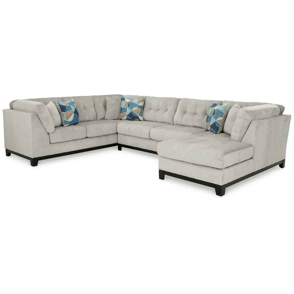 Ariana Ivory 3PC Sectional with Chaise and Tufted Cushions - Image 5