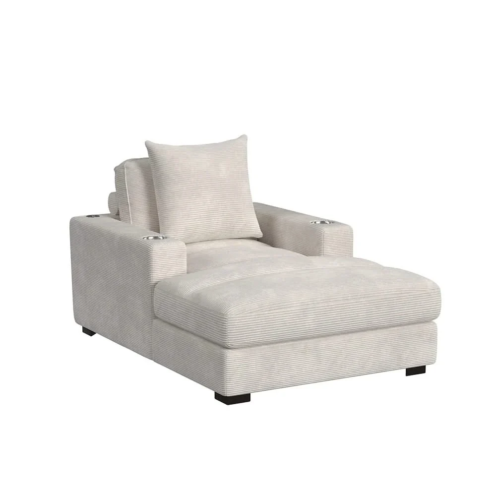 Arizona Dove Chaise with USB Charging & Cupholders - Image 2