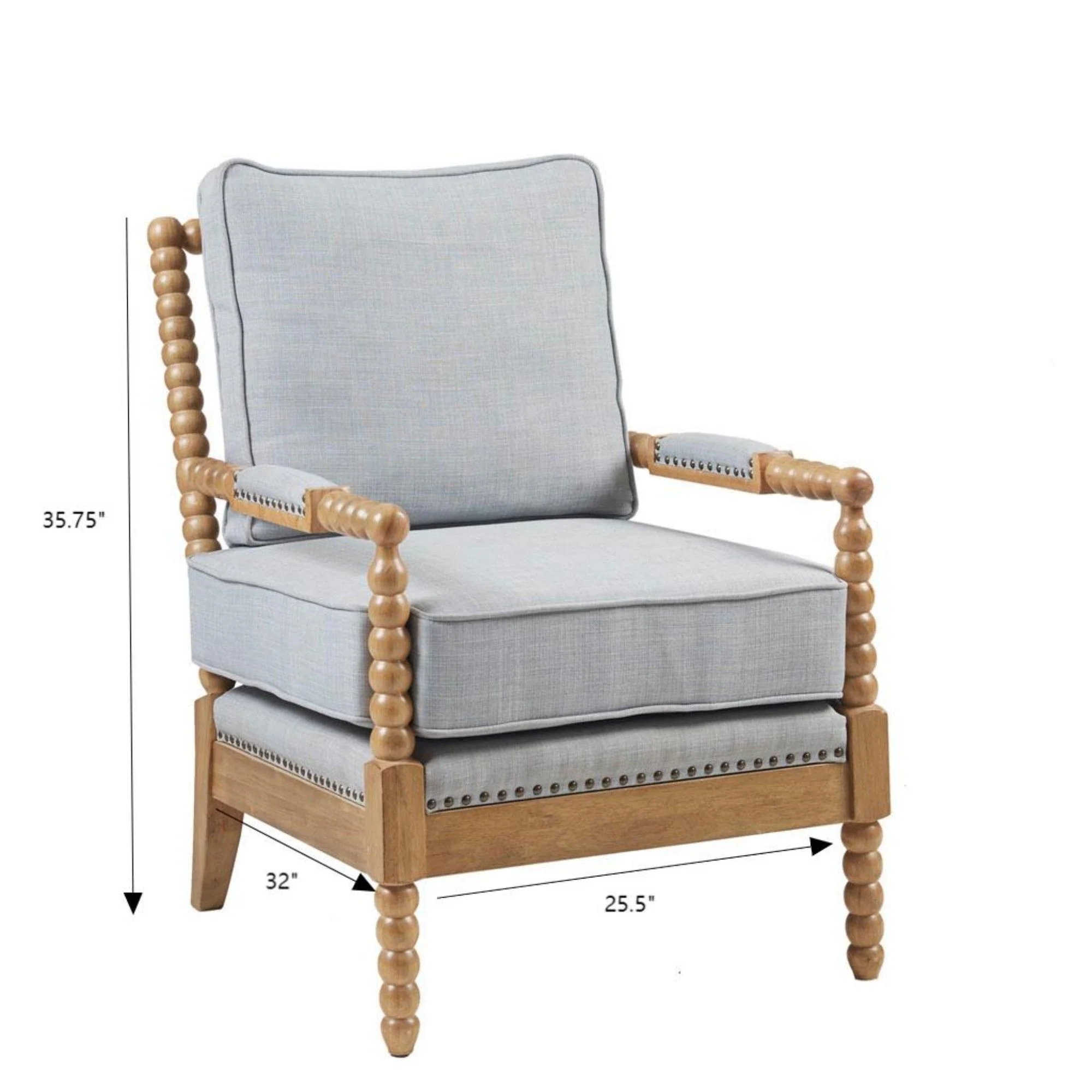 Arm Chair With Open Back Spindle Design, Padded Armrests - Image 12