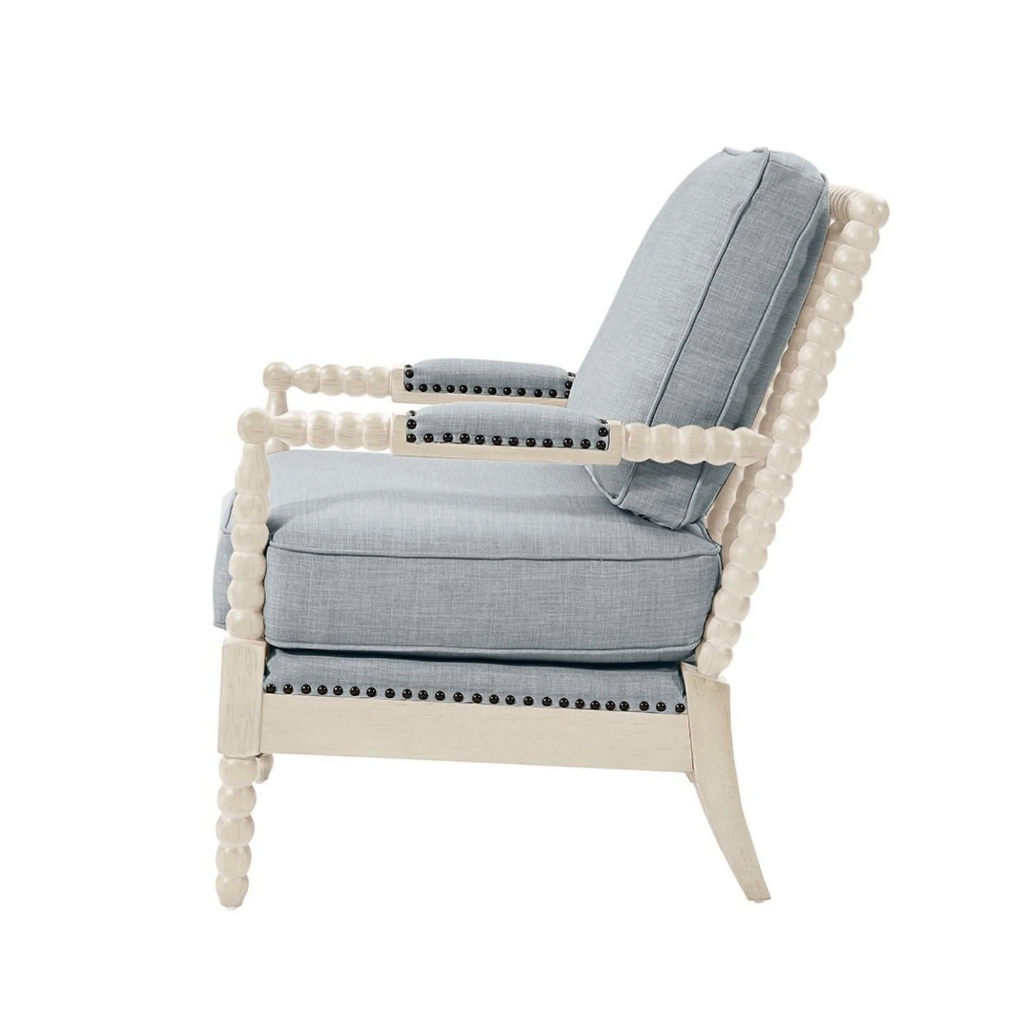 Arm Chair With Open Back Spindle Design, Padded Armrests - Image 6