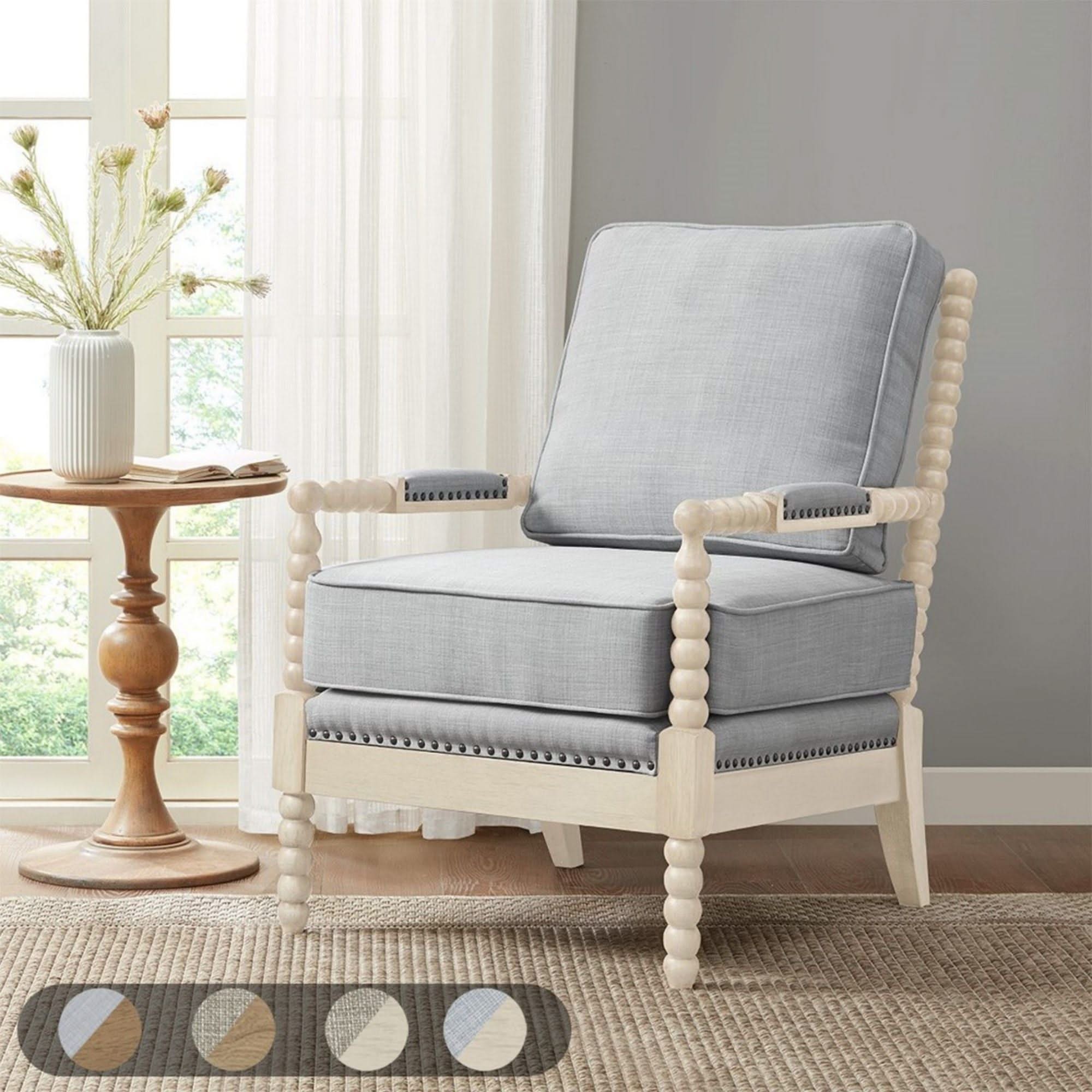 Arm Chair With Open Back Spindle Design, Padded Armrests - Image 9
