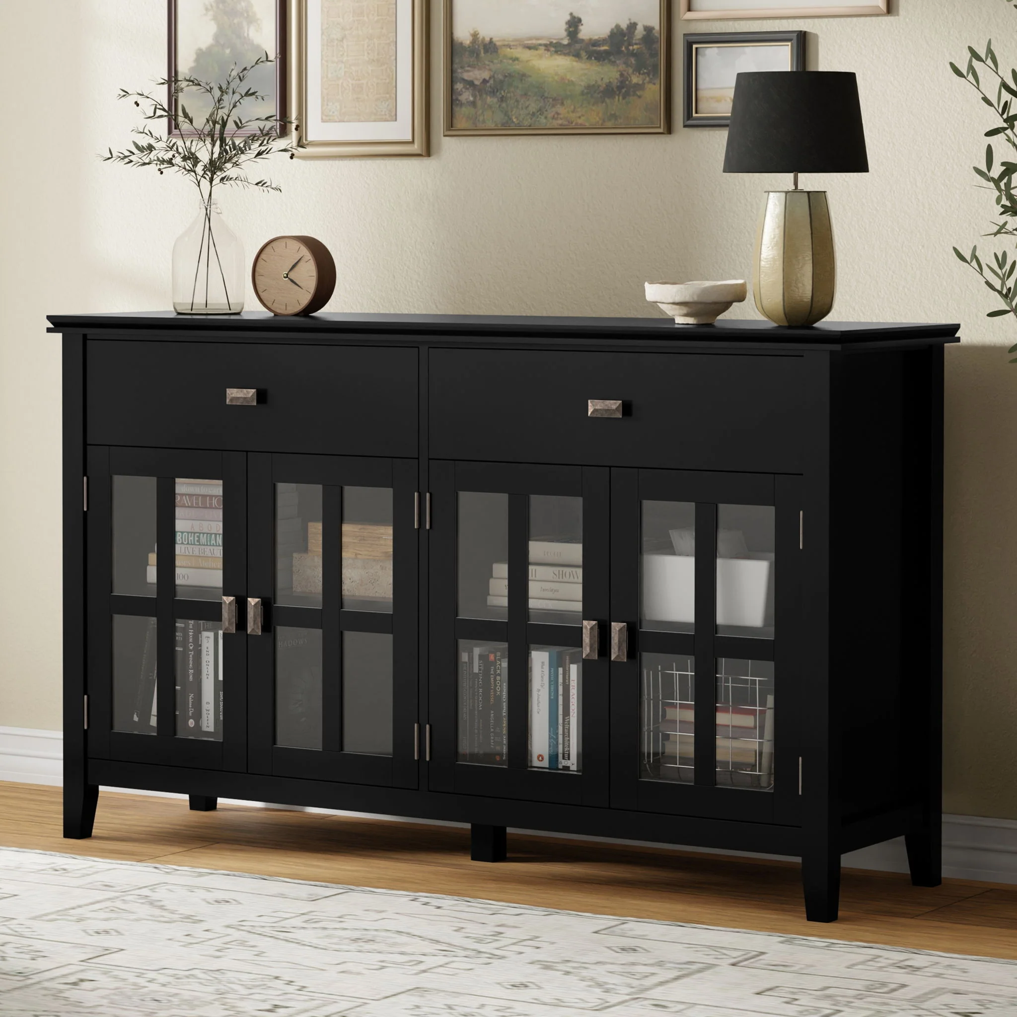 Artisan - Large 4 Door Sideboard Buffet - Black - Image 2