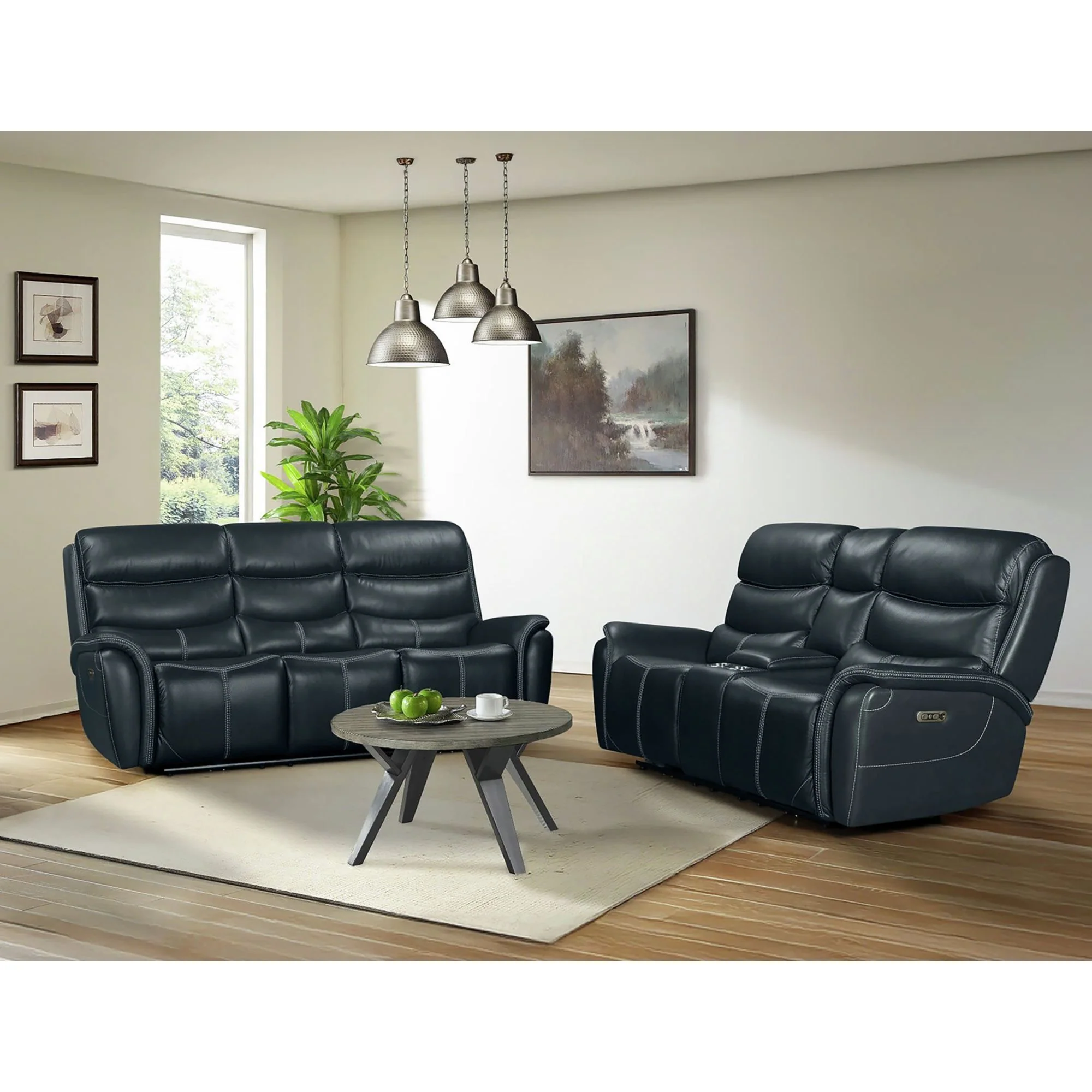 Aruba - 2 Piece Living Room Set (Sofa & Loveseat) - Pebble Navy - Image 3