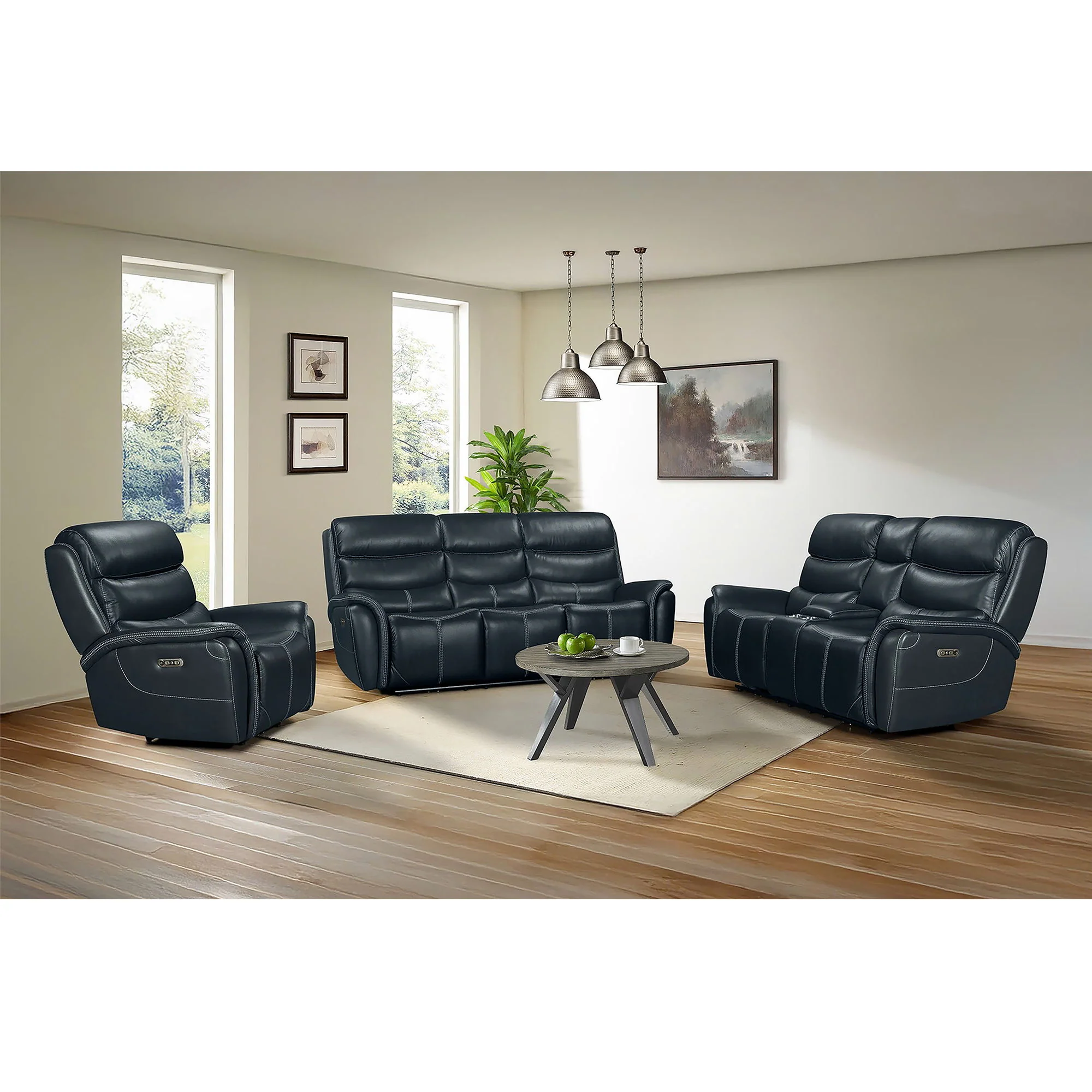 Aruba - Power Motion Sofa With Power Headrest - Pebble Navy - Image 3