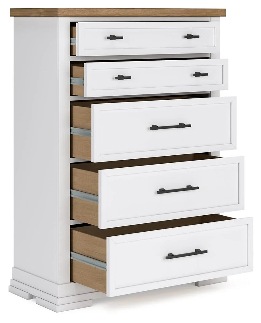 Ashbryn - Five Drawer Chest - White / Natural - Image 4