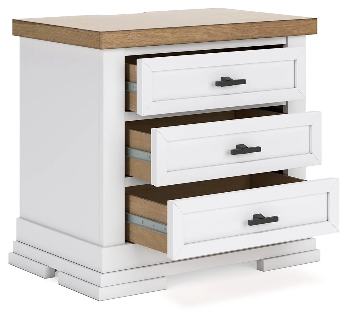 Ashbryn - Three Drawer Night Stand - White / Natural - Image 2