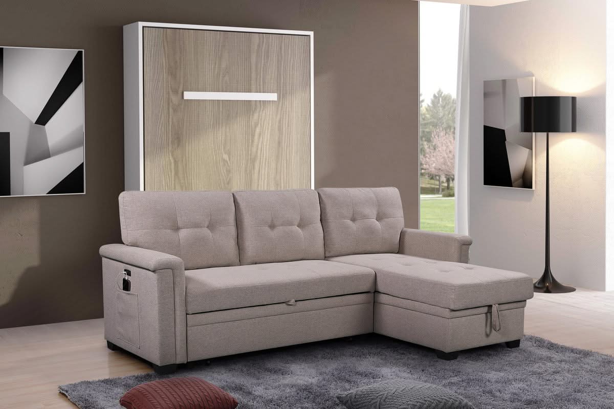 Ashlyn - Reversible Sleeper Sectional Sofa With Storage Chaise, USB Charging Ports And Pocket - Image 6
