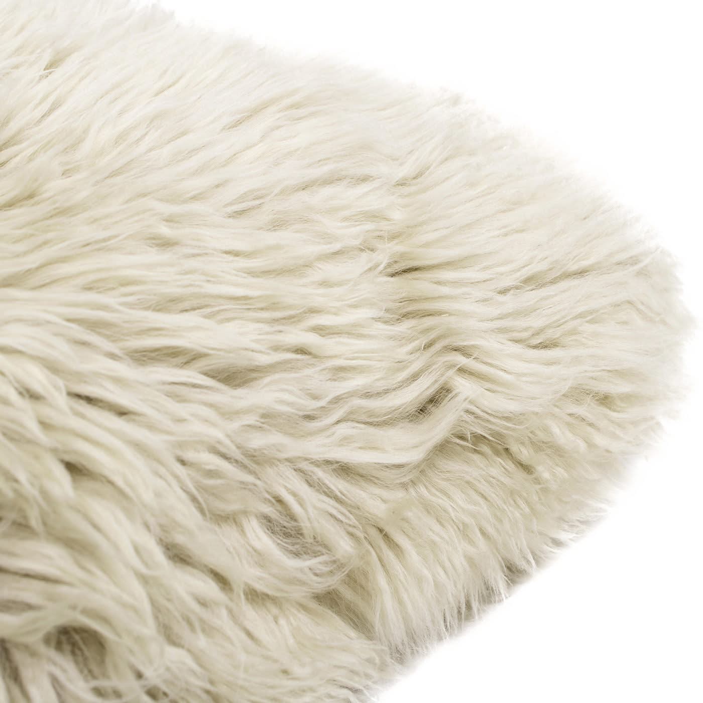 Astrid - Square New Zealand Sheepskin Accent Throw Pillow Cover With Feather Insert - Taupe / Natural - Image 3