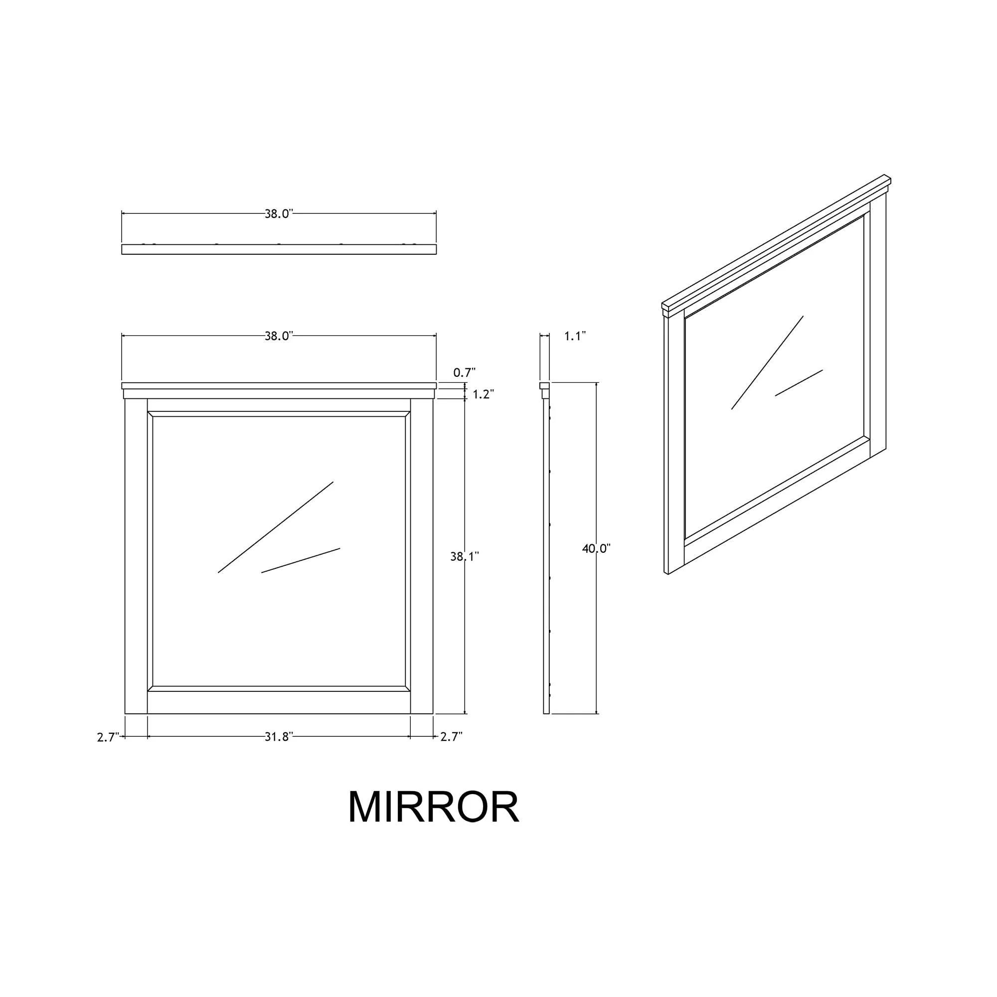 Augusta - Mirror With Sleek Frame, Large Scale Mirror For Dresser - Beige Brown - Image 4