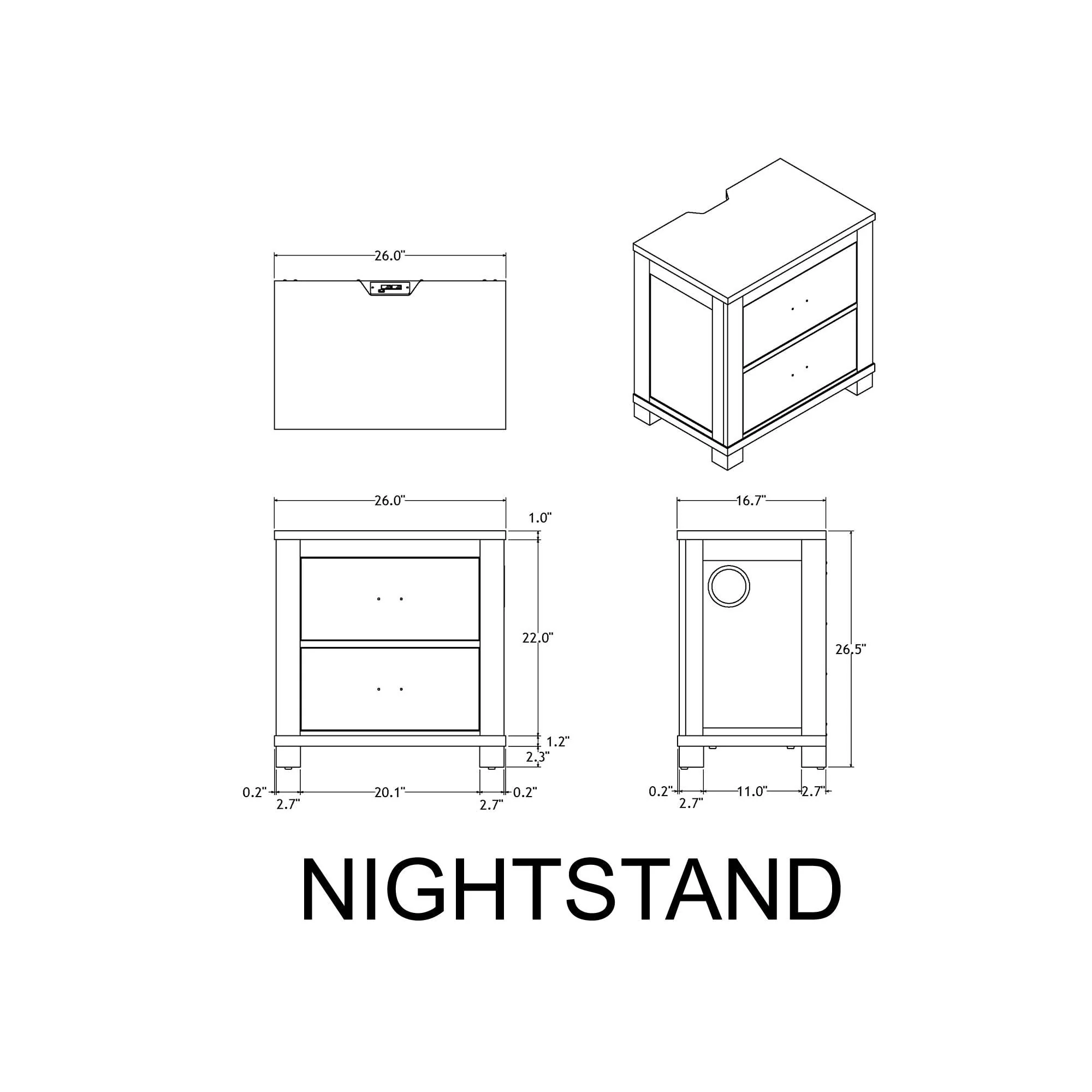 Augusta - Nightstand With Top, 2 Drawers, Block Feet - Beige Brown - Image 2