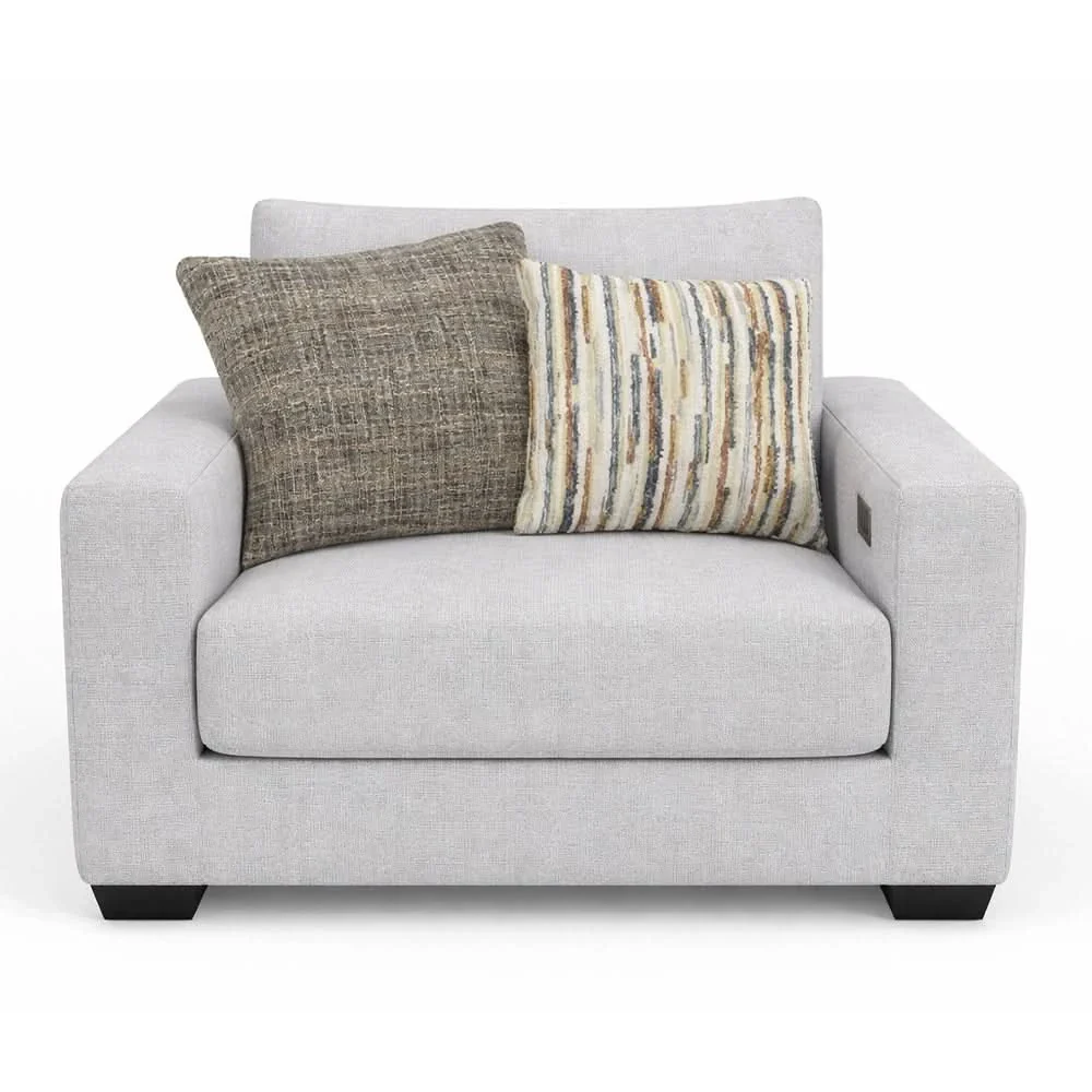 Aura Surround Immersive Light Gray Fabric Chair with Immersive Audio and Accent Pillows