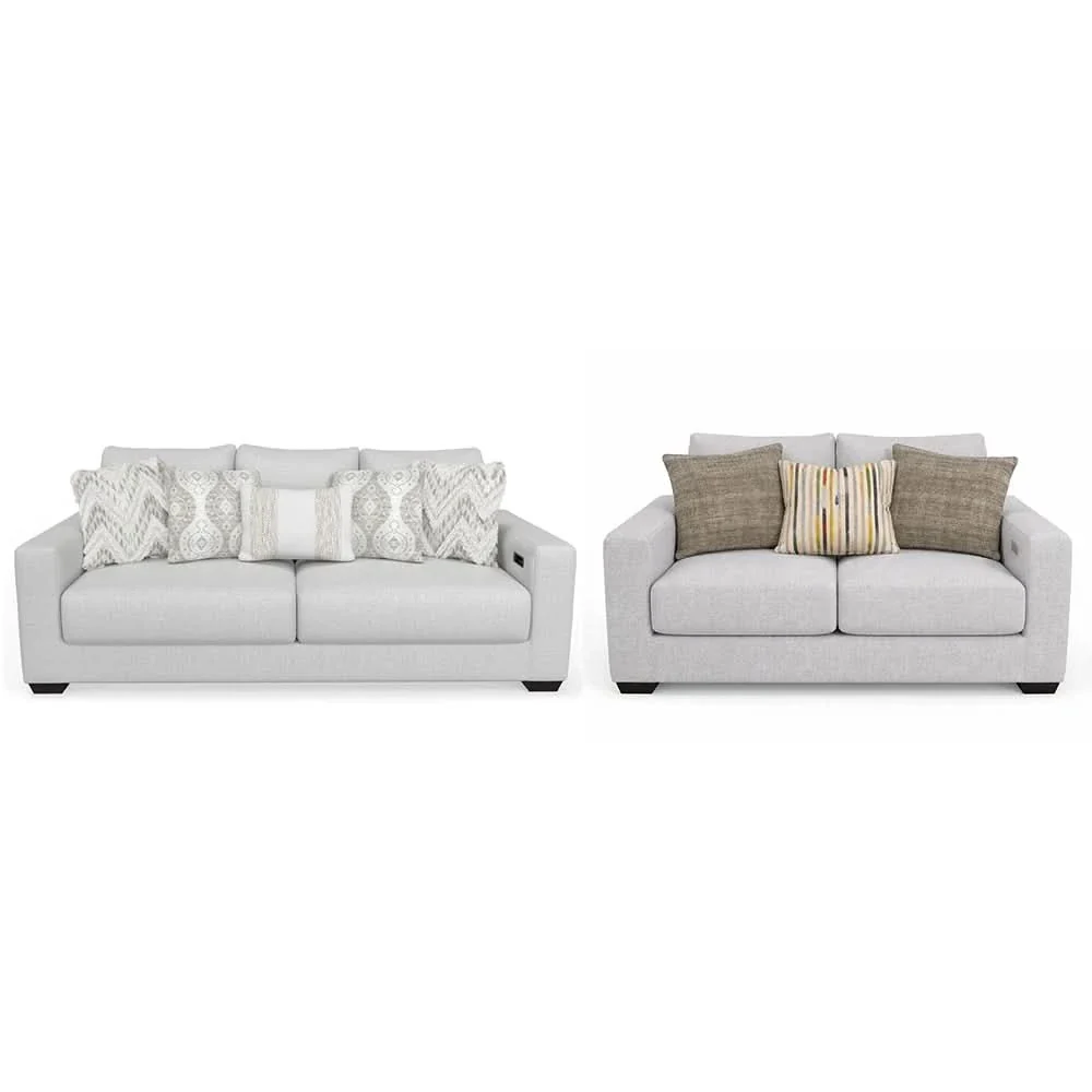 Aura Surround Immersive Light Gray Fabric Living Room Set with Sofa and Loveseat - Image 3