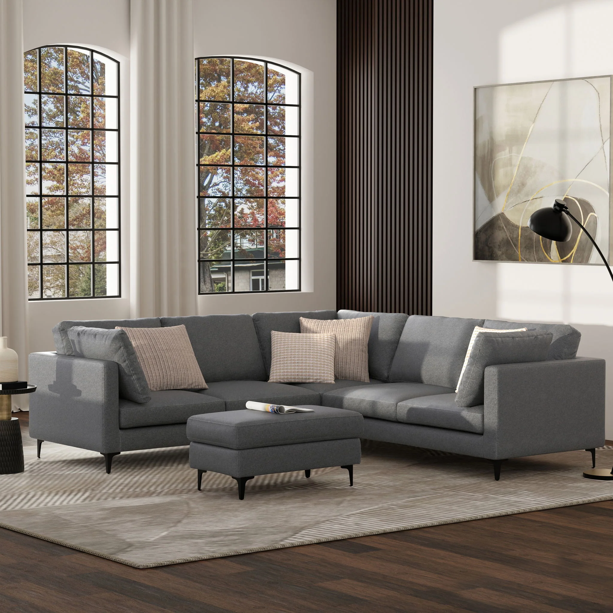 Ava - Mid Century Corner Sectional Sofa Handcrafted - Image 4