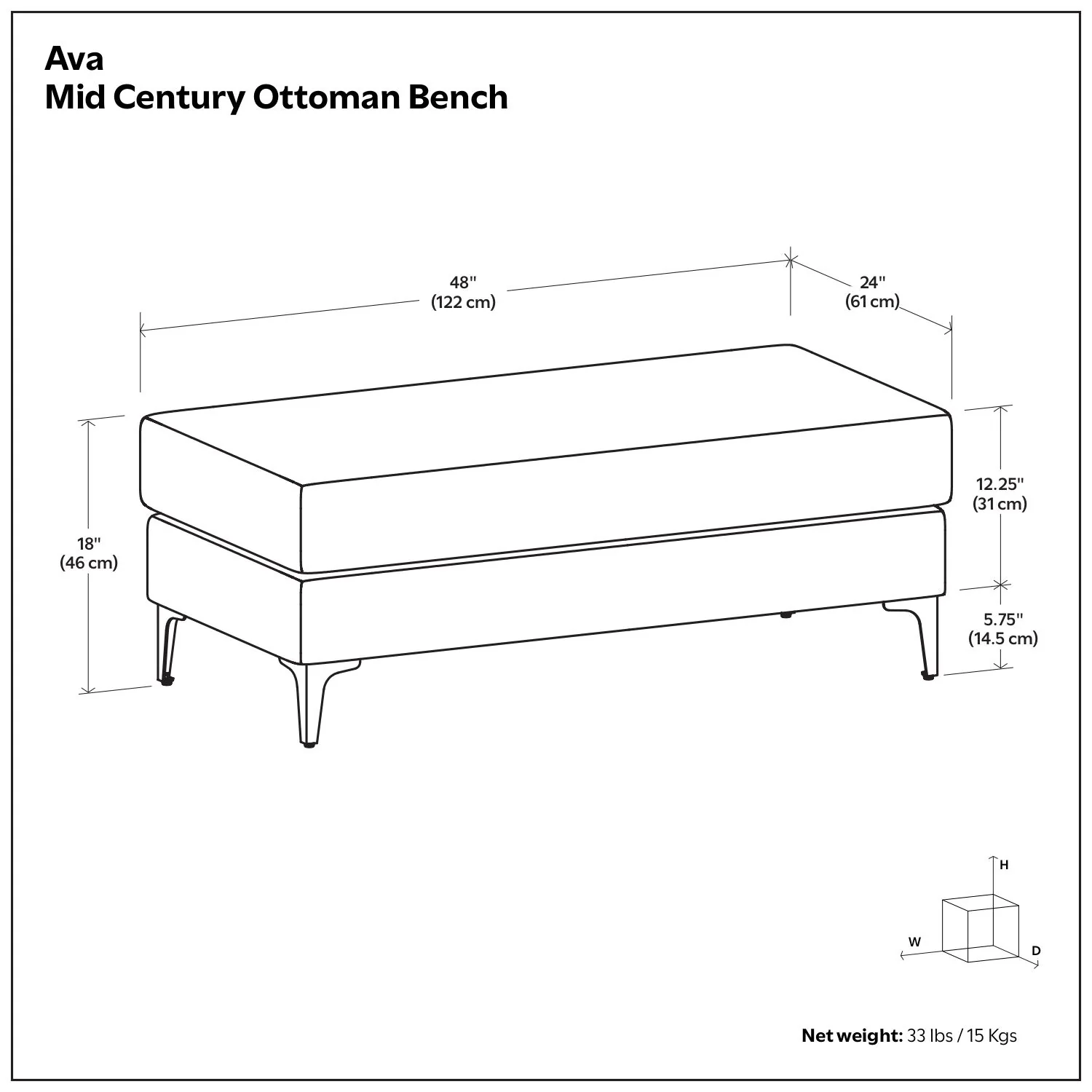 Ava - Versatile Mid Century Ottoman - Image 10
