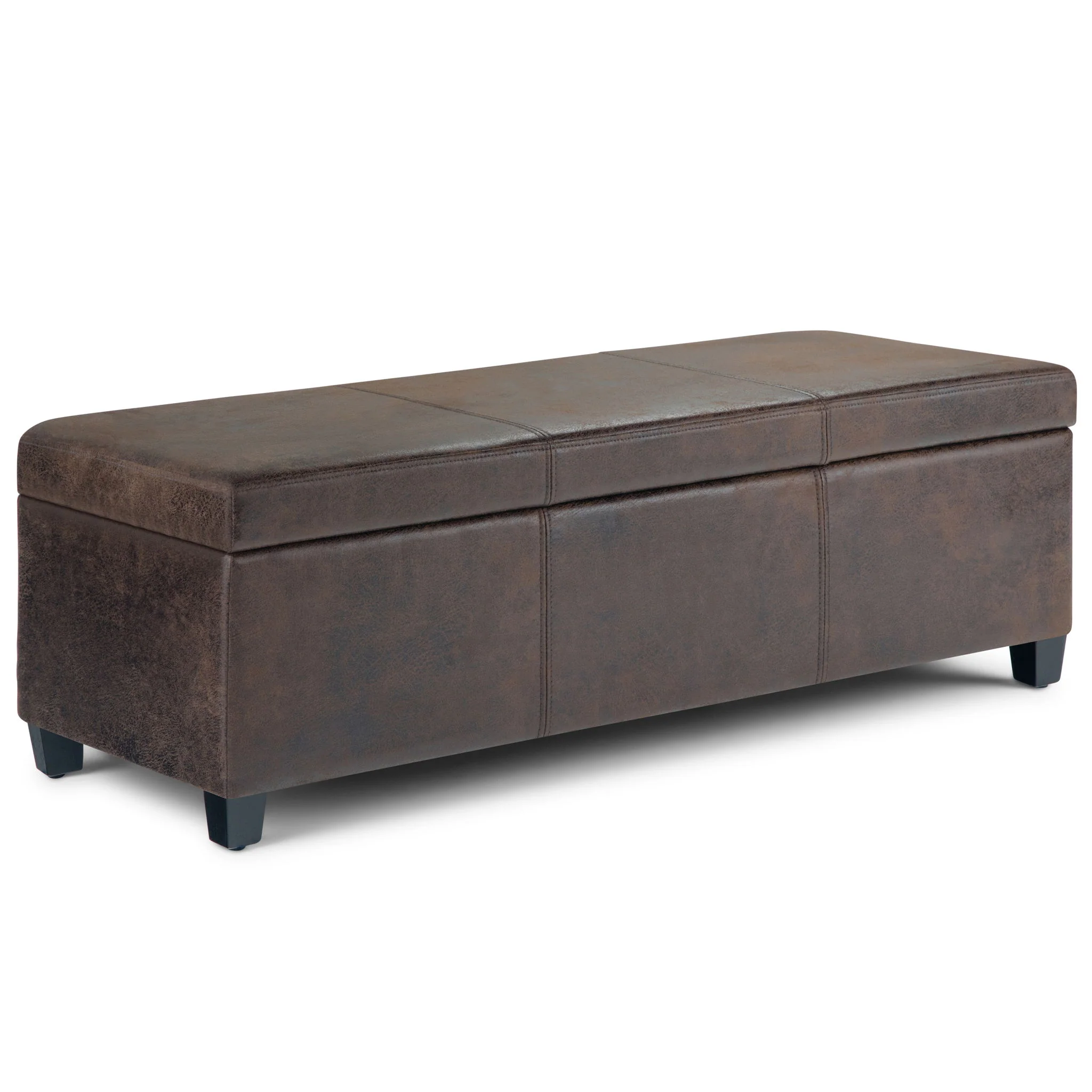 Avalon - Storage Ottoman Bench - Distressed Brown - Image 3