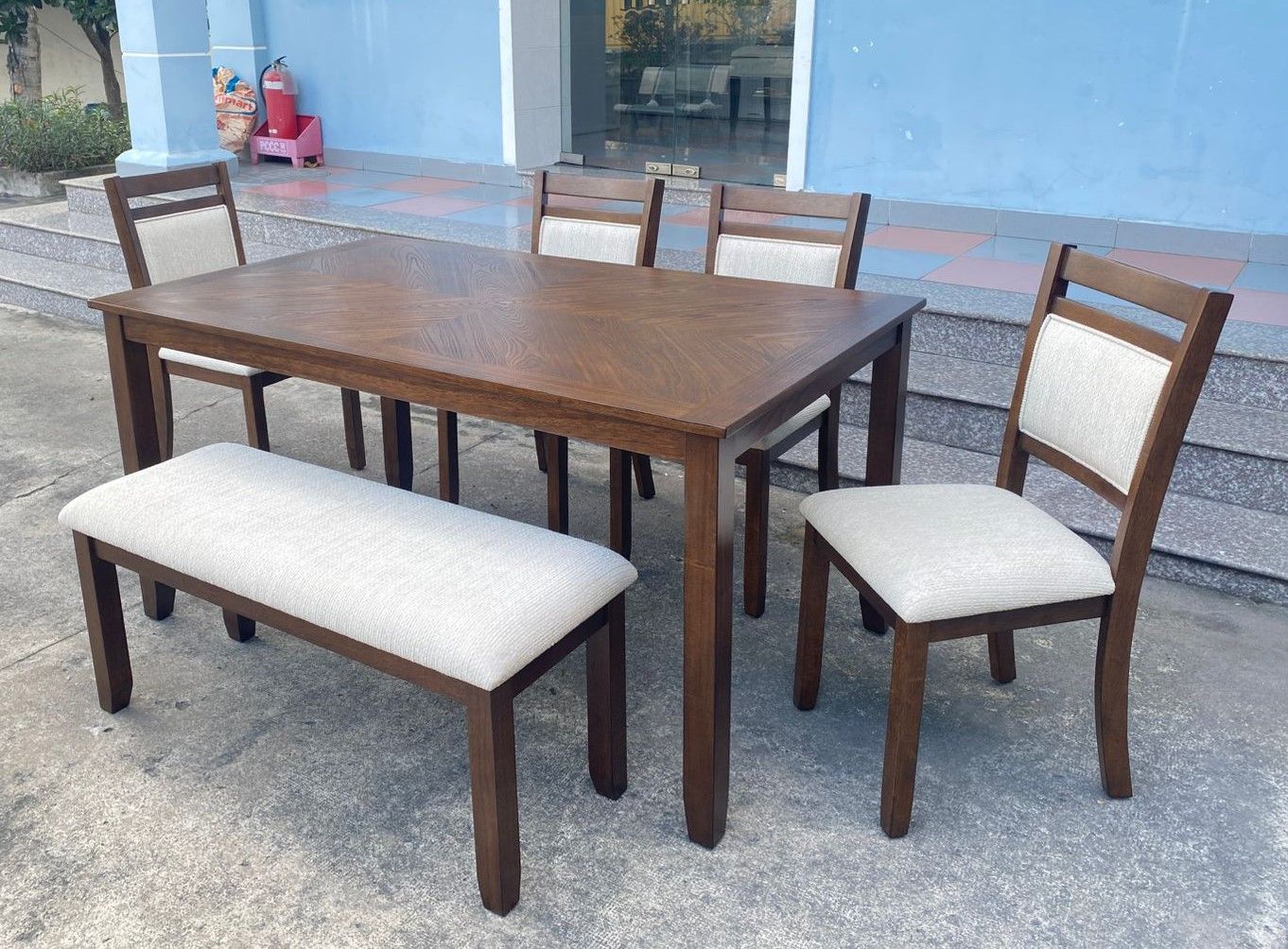Avasa - 6 Piece Dinette Set - Dark Brown / Beige - Image 2