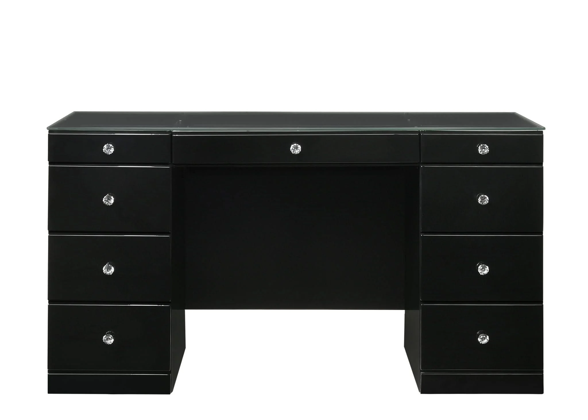 Avery - Vanity Desk With Glass Top - Black