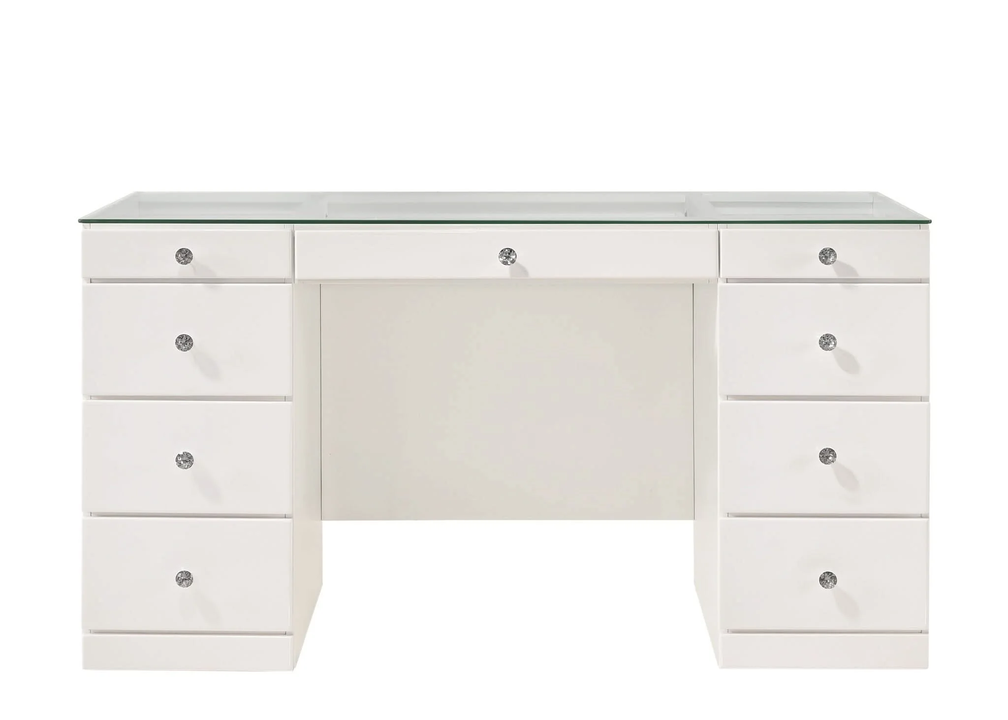 Avery - Vanity Desk With Glass Top - White