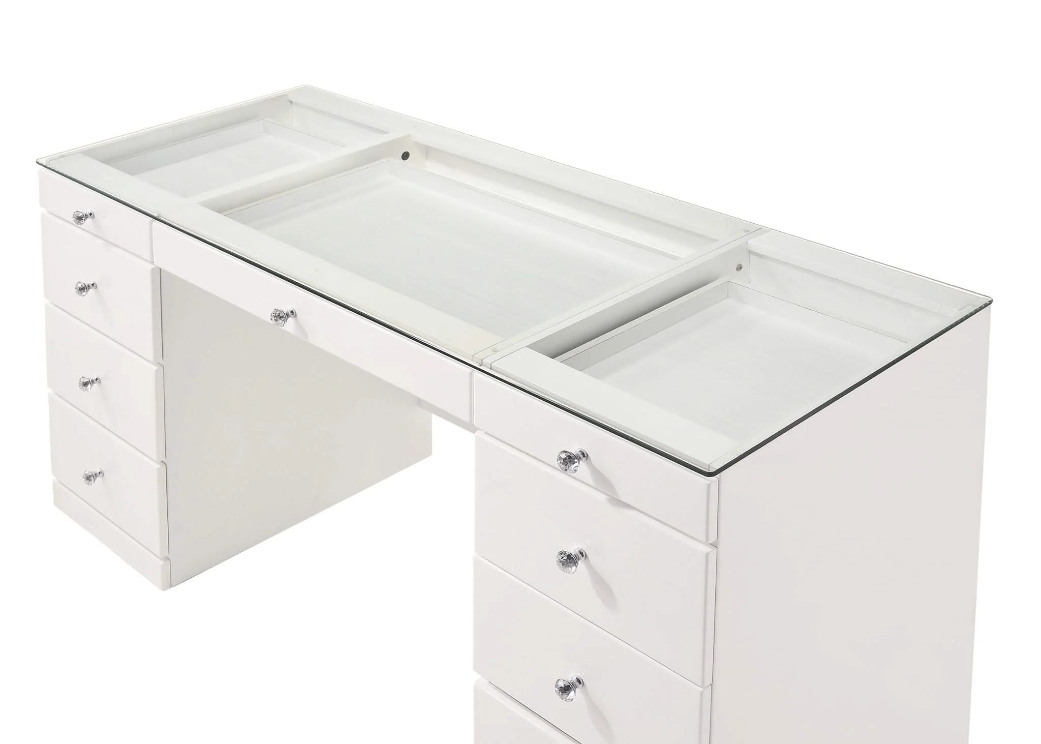 Avery - Vanity Desk With Glass Top - White - Image 3