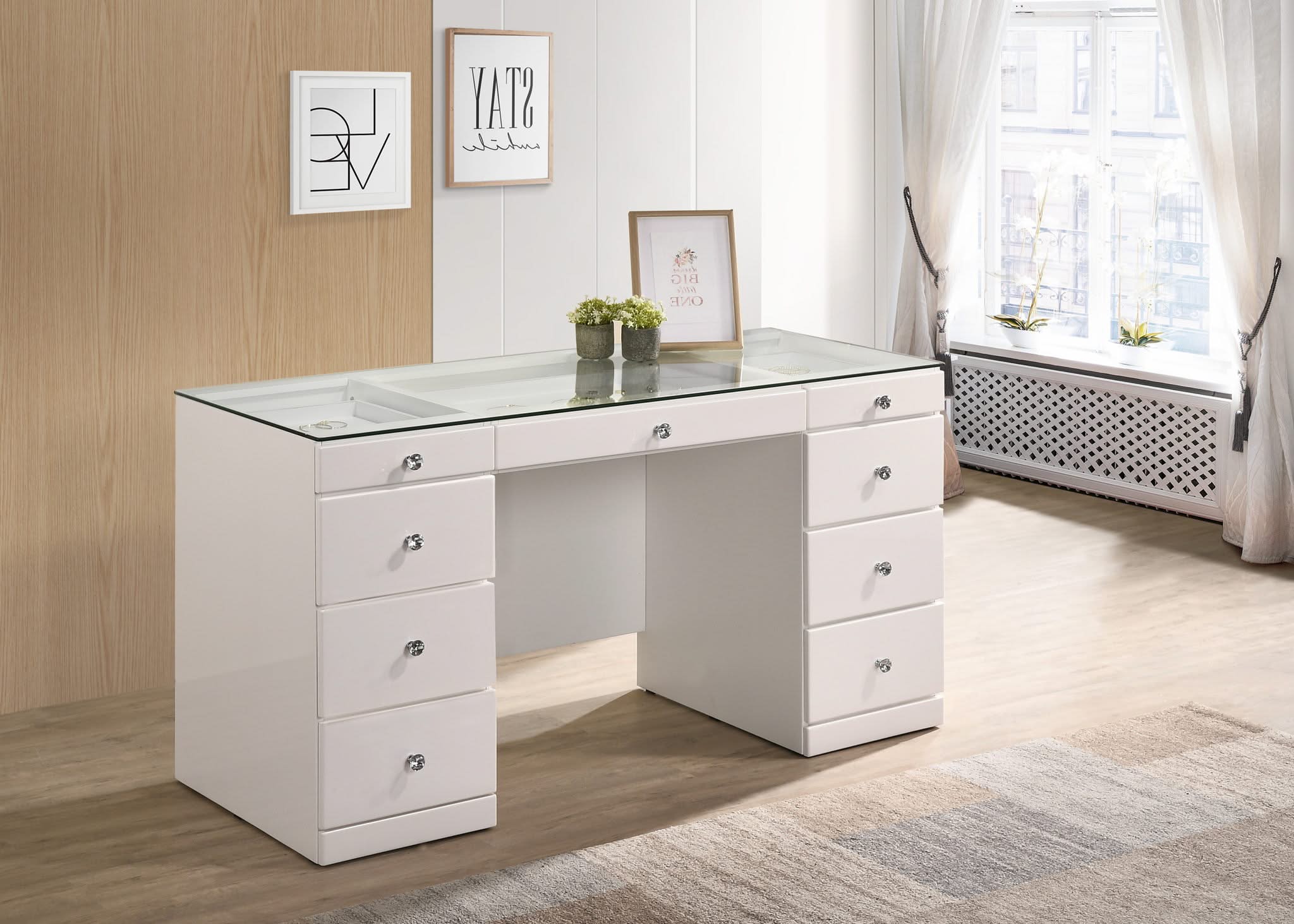 Avery - Vanity Set (With LED Luxo Mirror) - White - Image 3