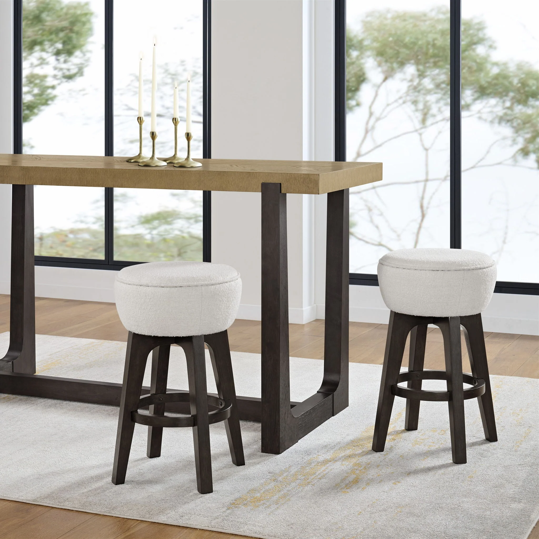 Backless Bar Stools With Soft Cushion (Set of 2) - Brown - Image 4