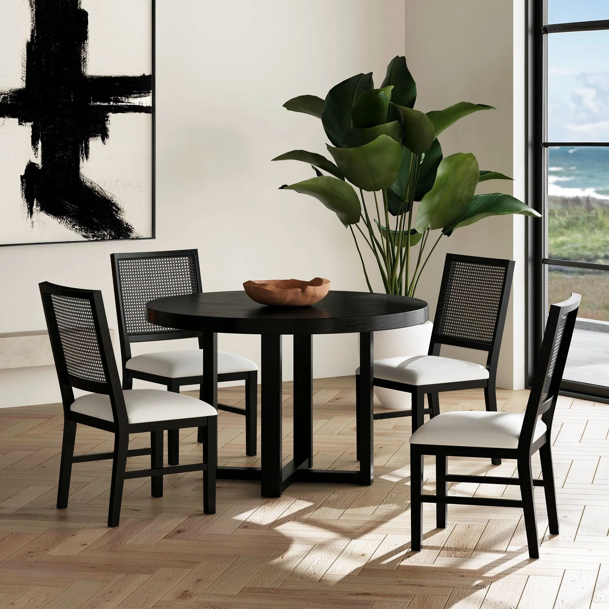 Bahama Breeze - 5 Piece Standard Height Dining Set (Table And Four Chairs) - Black - Image 4