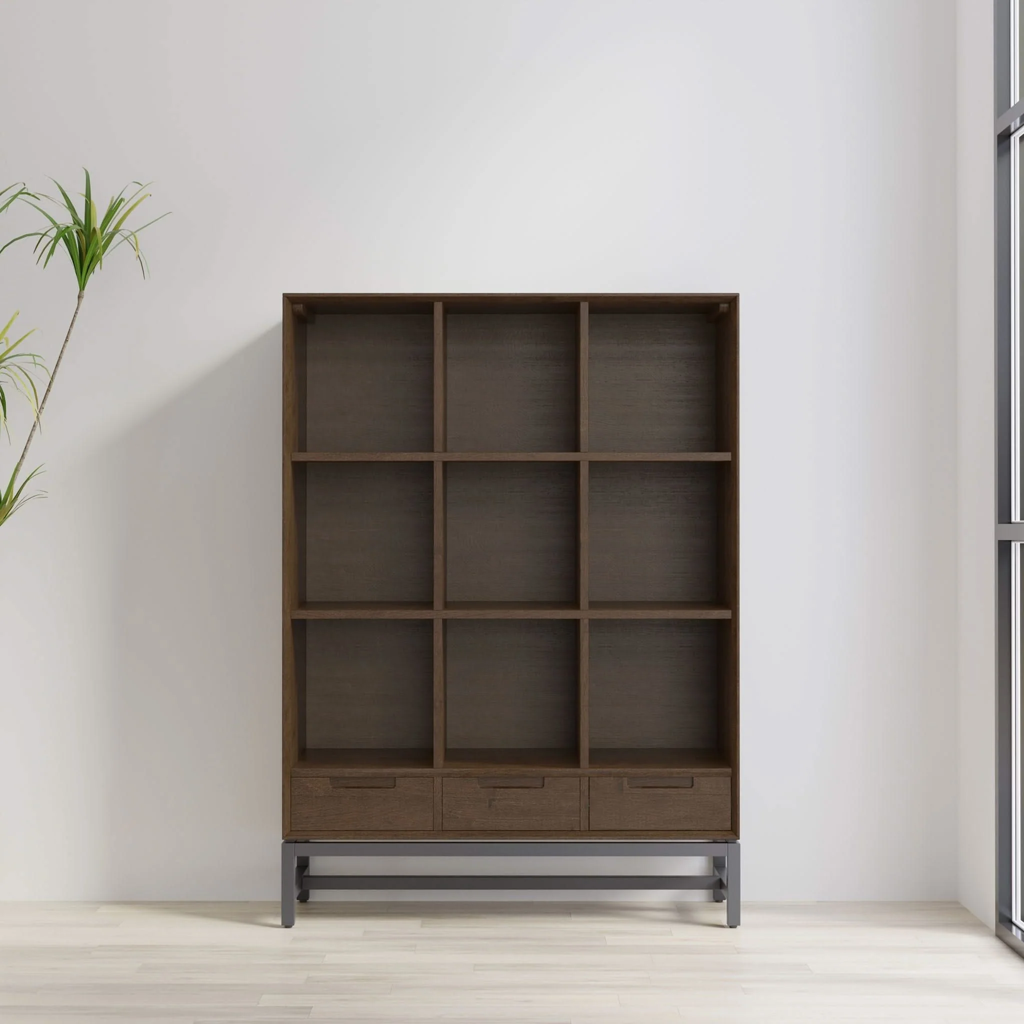 Banting - 9 Cube Bookcase With Drawers - Walnut Brown - Image 2