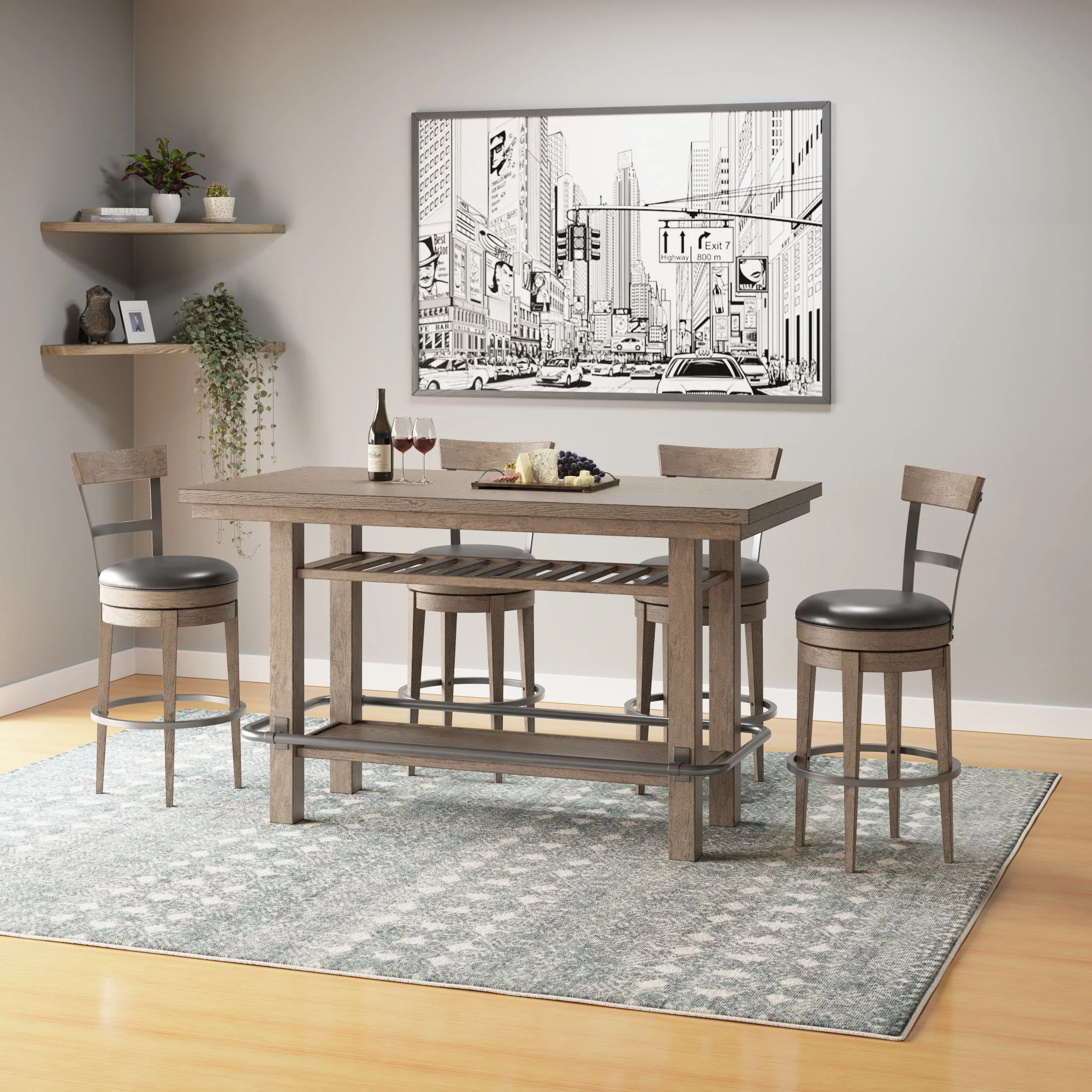 Bar Height Storage Table With Construction - Brown - Image 2