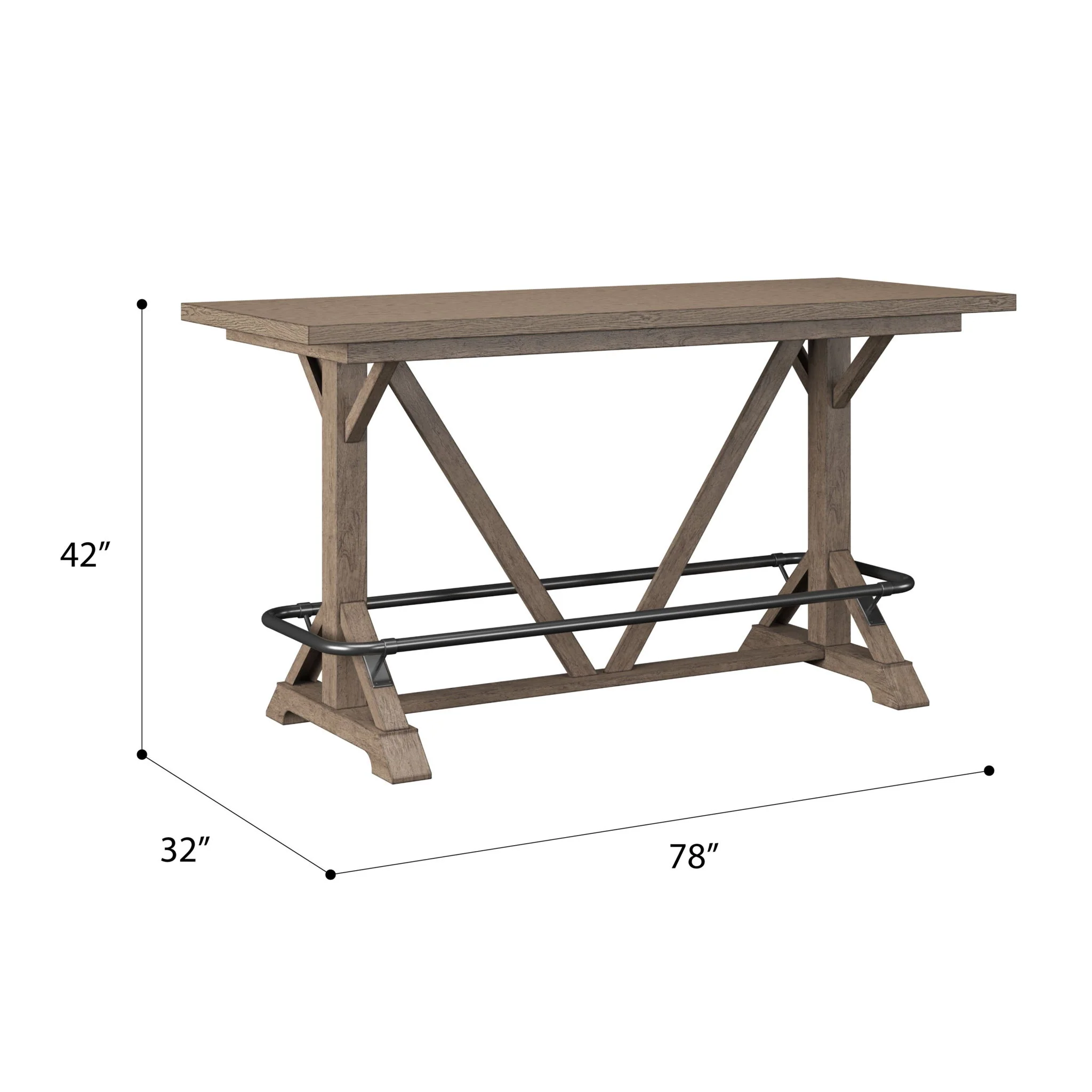 Bar Height Trestle Table - Brown - Image 2