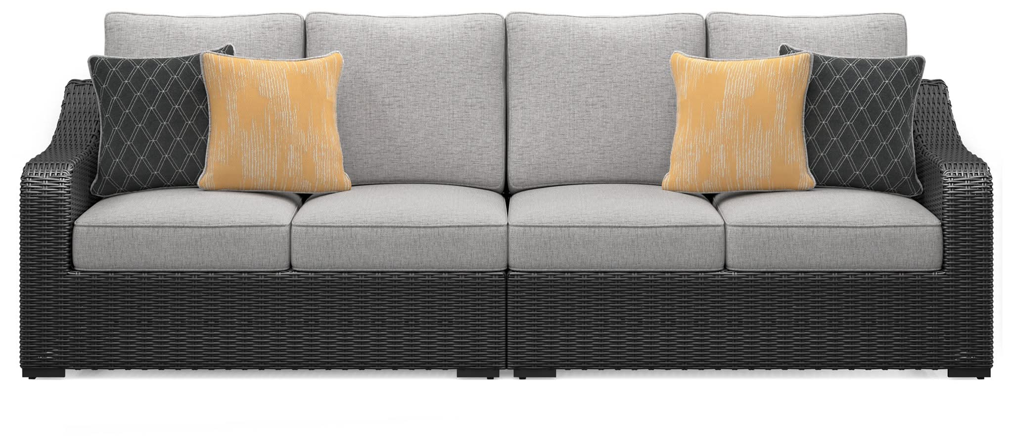Beachcroft - 2-Piece Outdoor Loveseat with Cushion - Black / Light Gray - Image 3