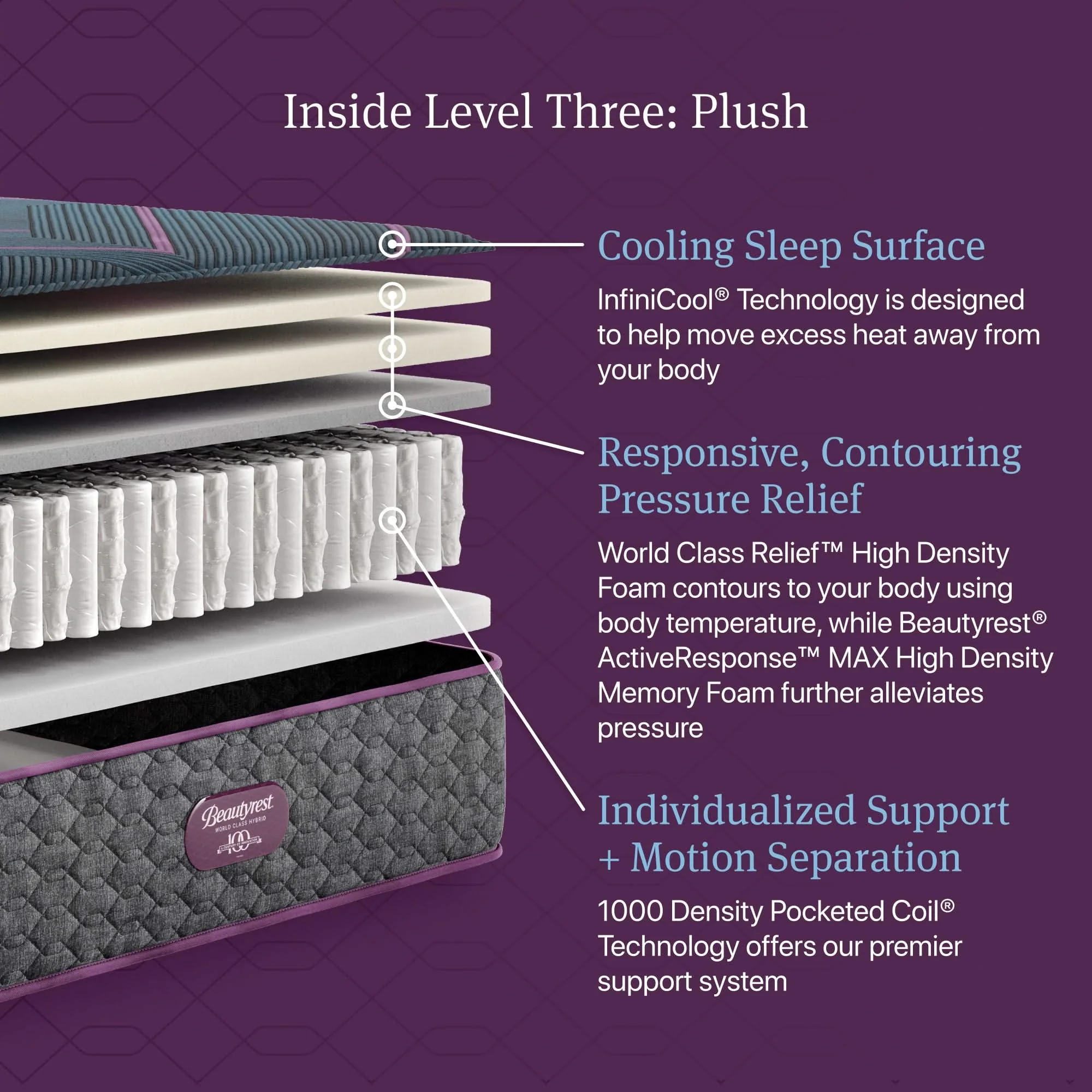 Beautyrest World Class - Level Three Hybrid Plush Mattress - Image 3