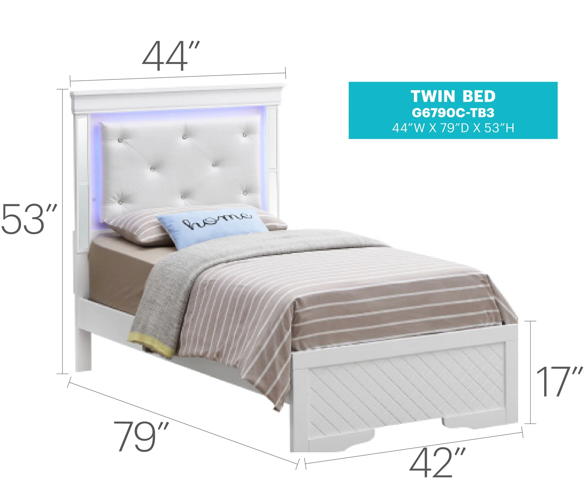 Bed With LED Light Accents Headboard - Image 10