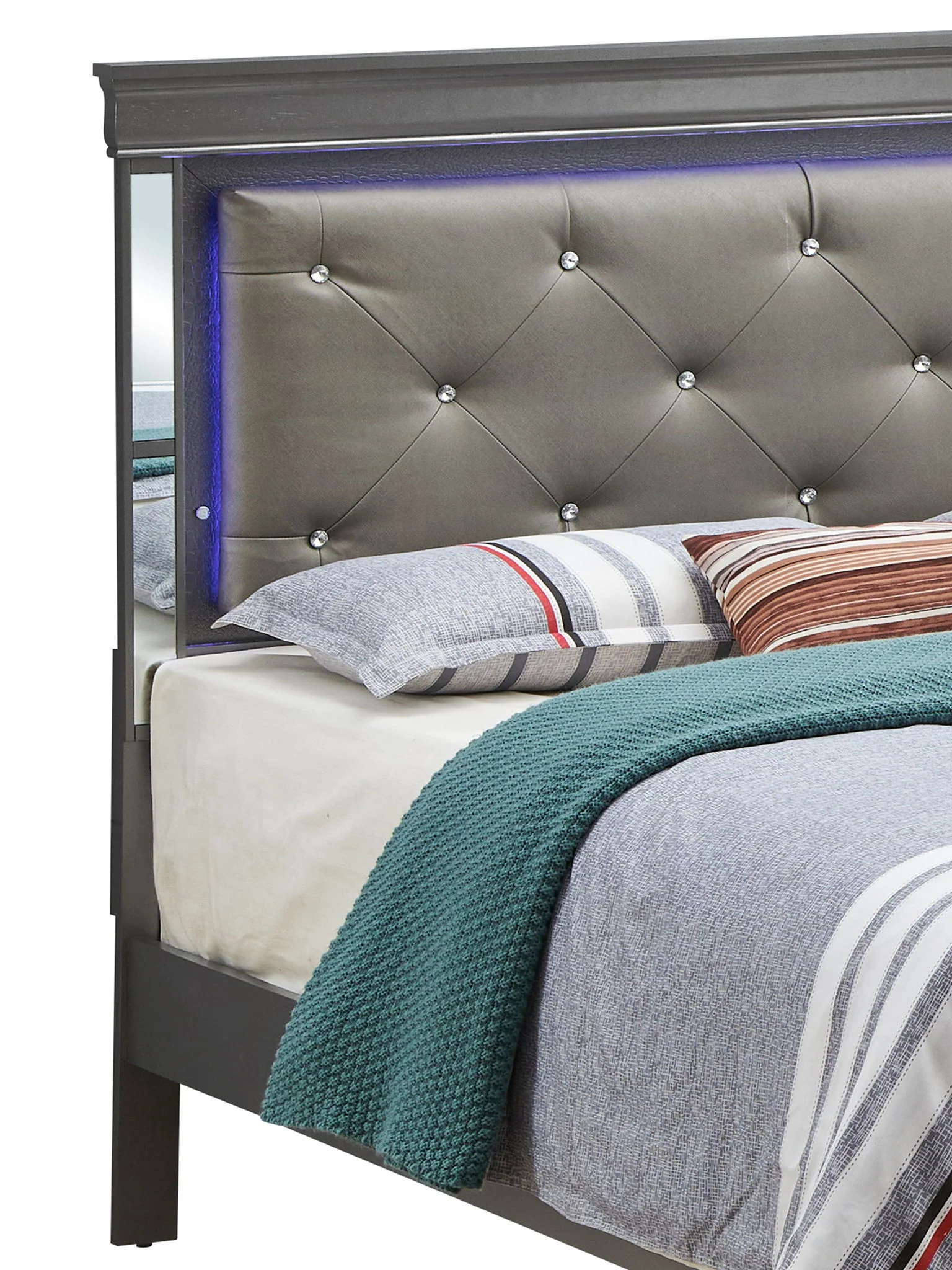 Bed With LED Light Accents Headboard - Image 12