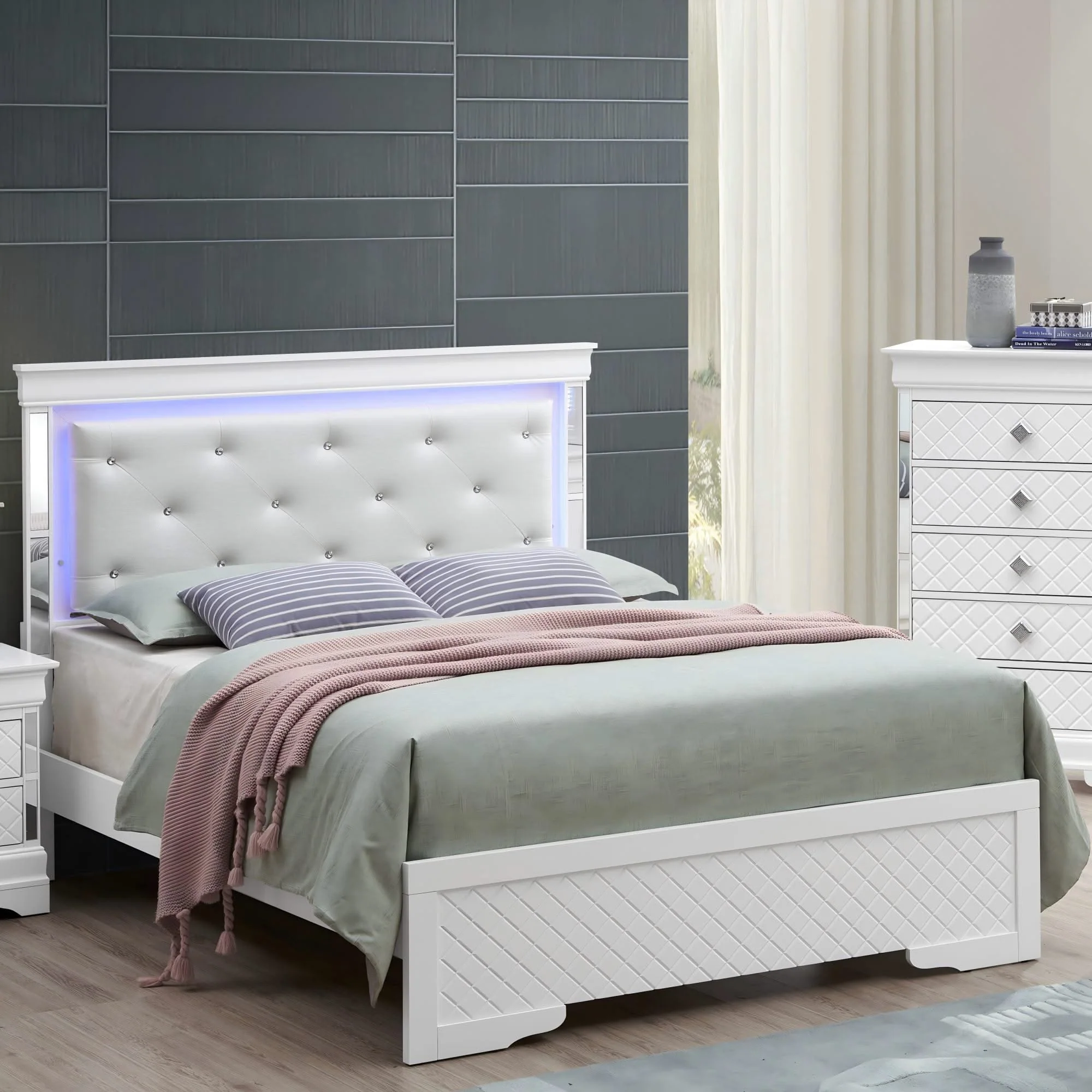 Bed With LED Light Accents Headboard - Image 16