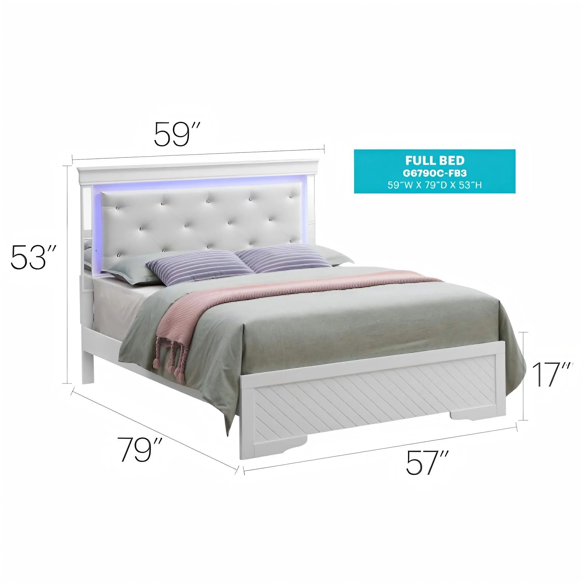 Bed With LED Light Accents Headboard - Image 20