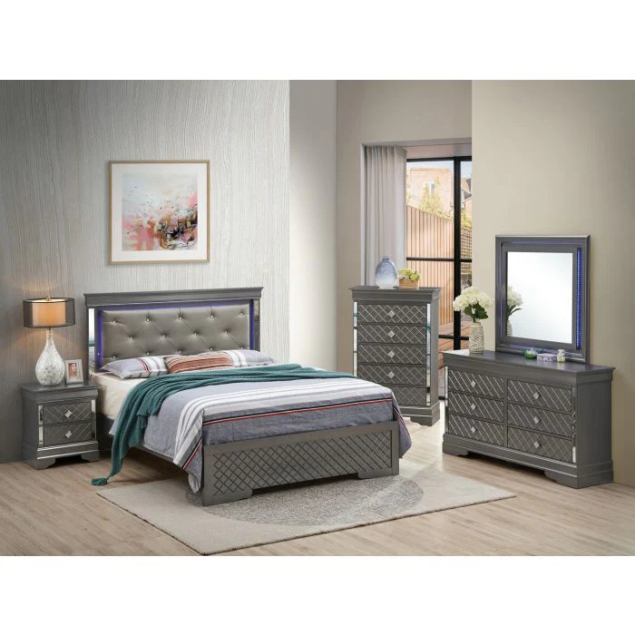 Bed With LED Light Accents Headboard - Image 21