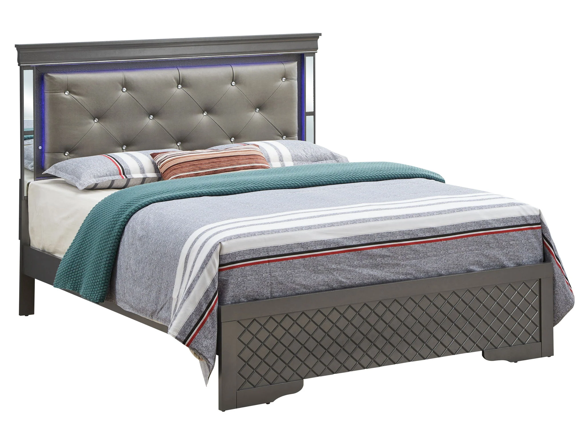Bed With LED Light Accents Headboard - Image 4