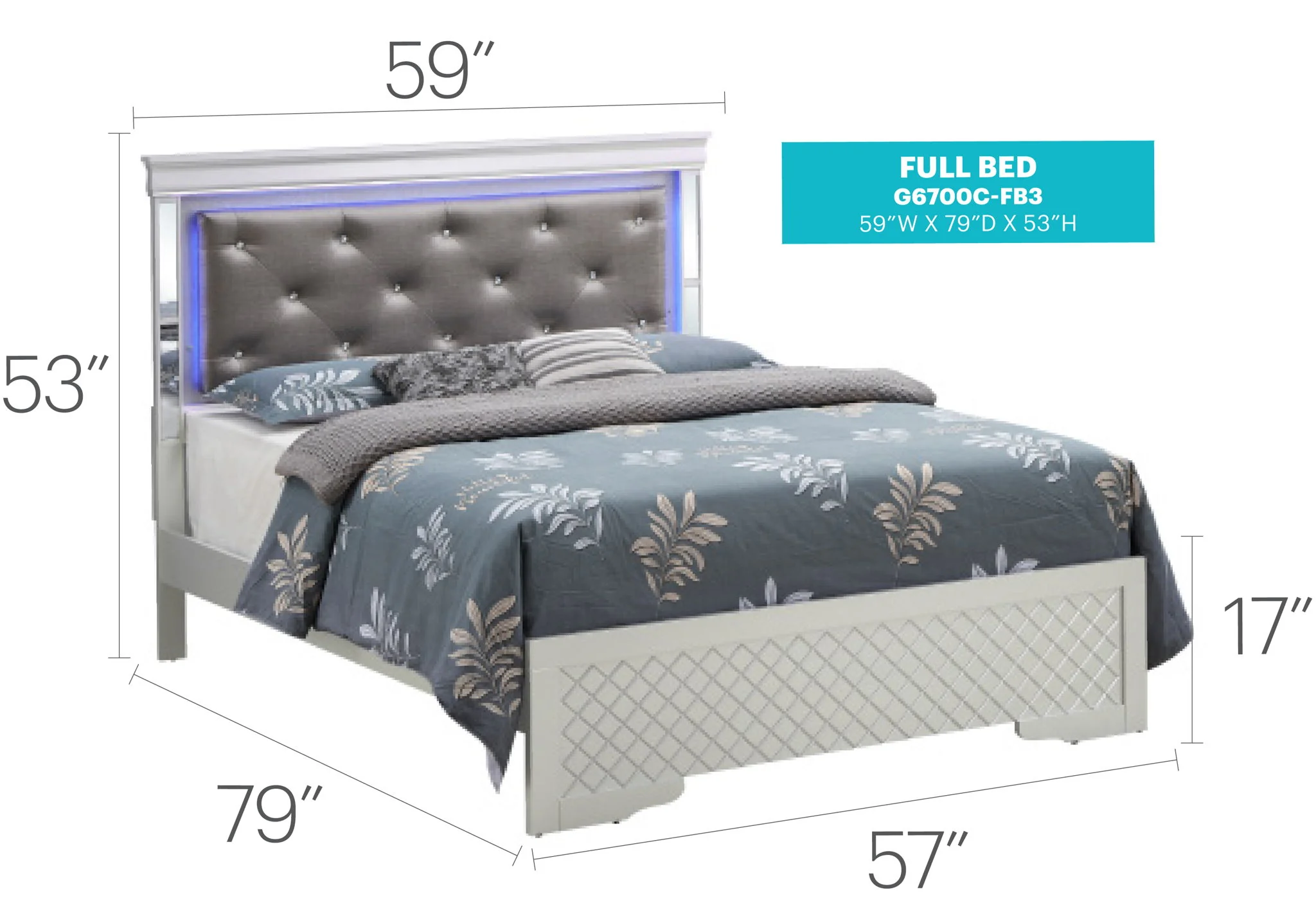 Bed With LED Light Accents Headboard - Image 7